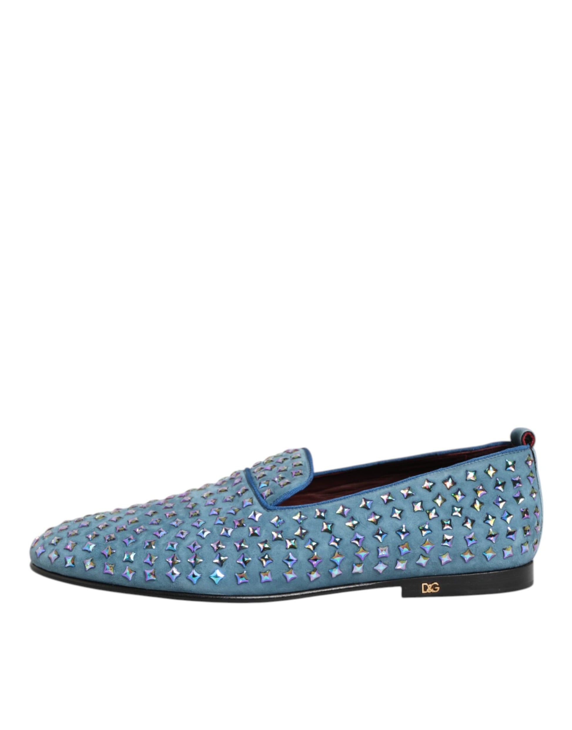 Dolce & Gabbana Blue Suede Studded Dress Men Loafers Shoes