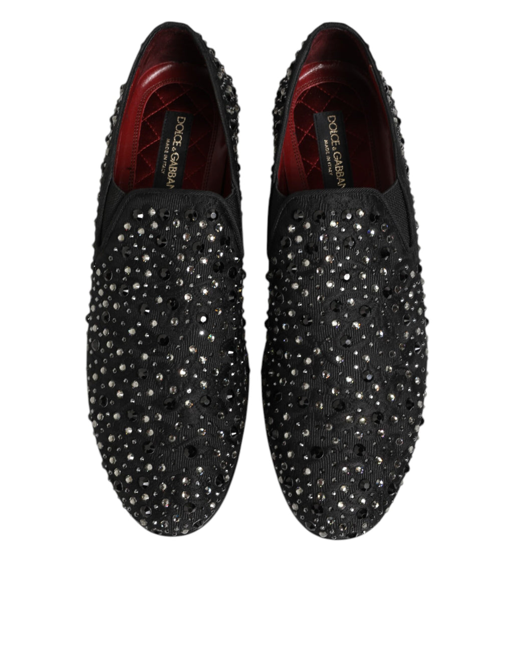 Dolce & Gabbana Black Suede Crystal Embellished Loafer Shoes