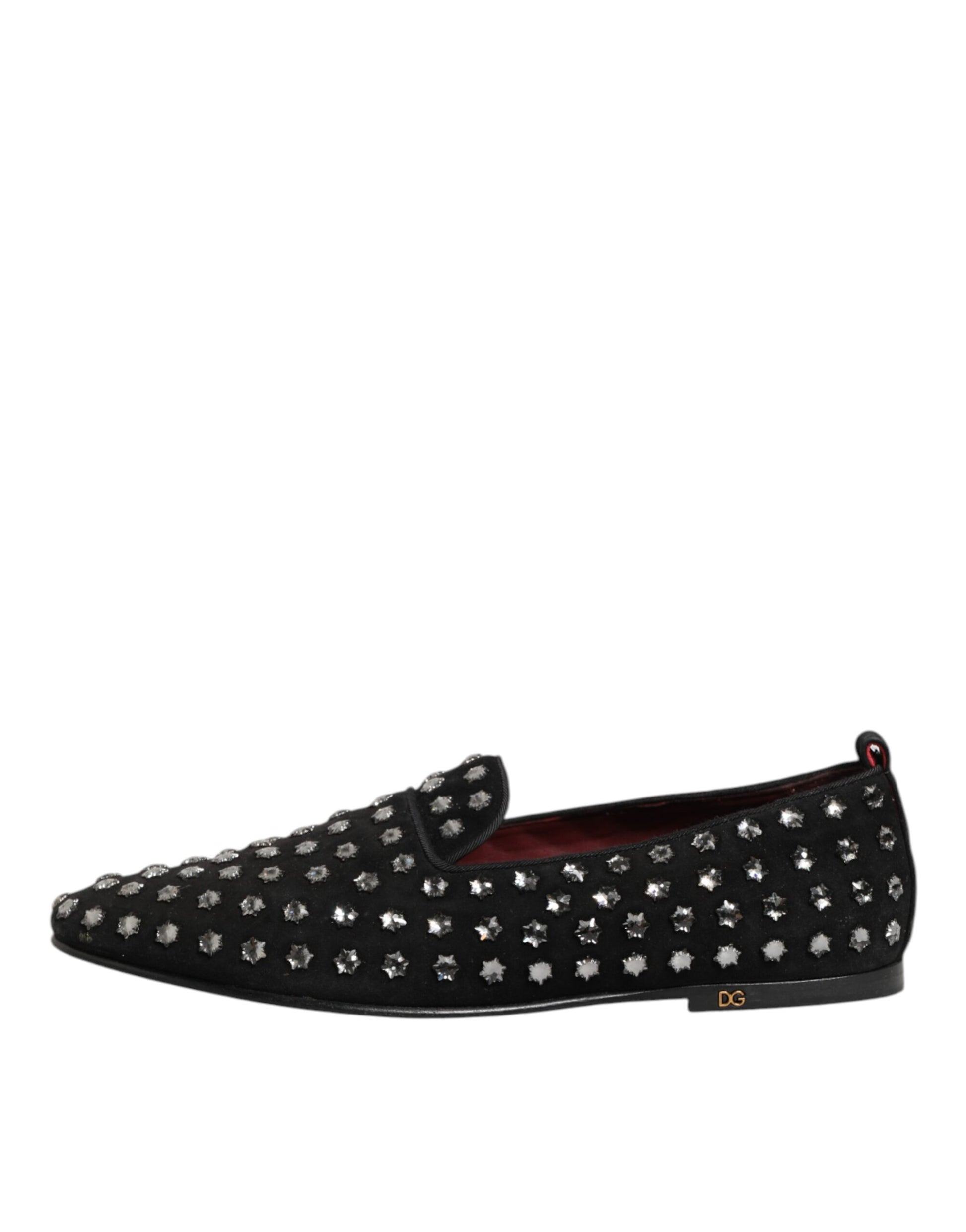 Dolce & Gabbana Black Crystal Embellished Loafers Dress Shoes