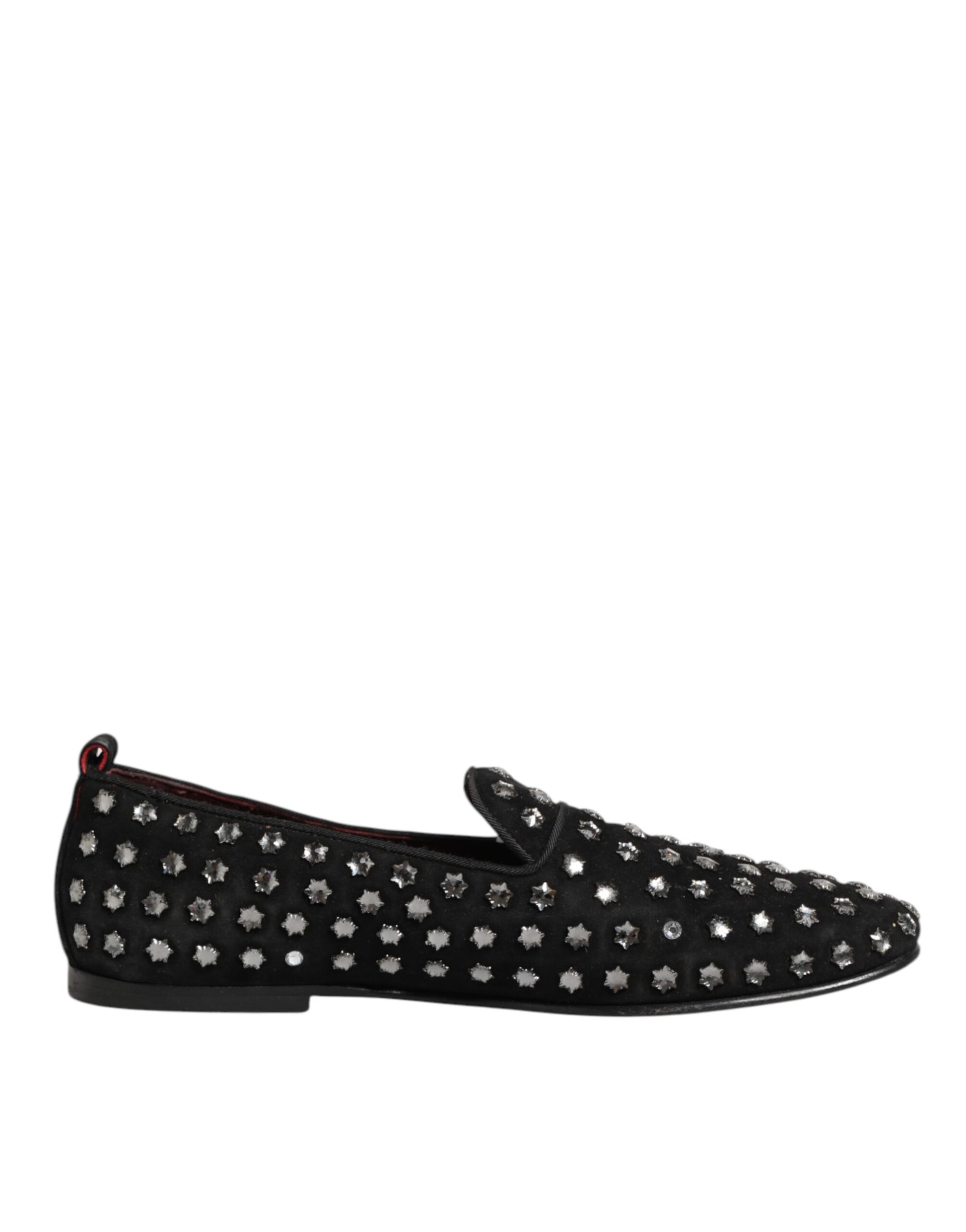 Dolce & Gabbana Black Crystal Embellished Loafers Dress Shoes