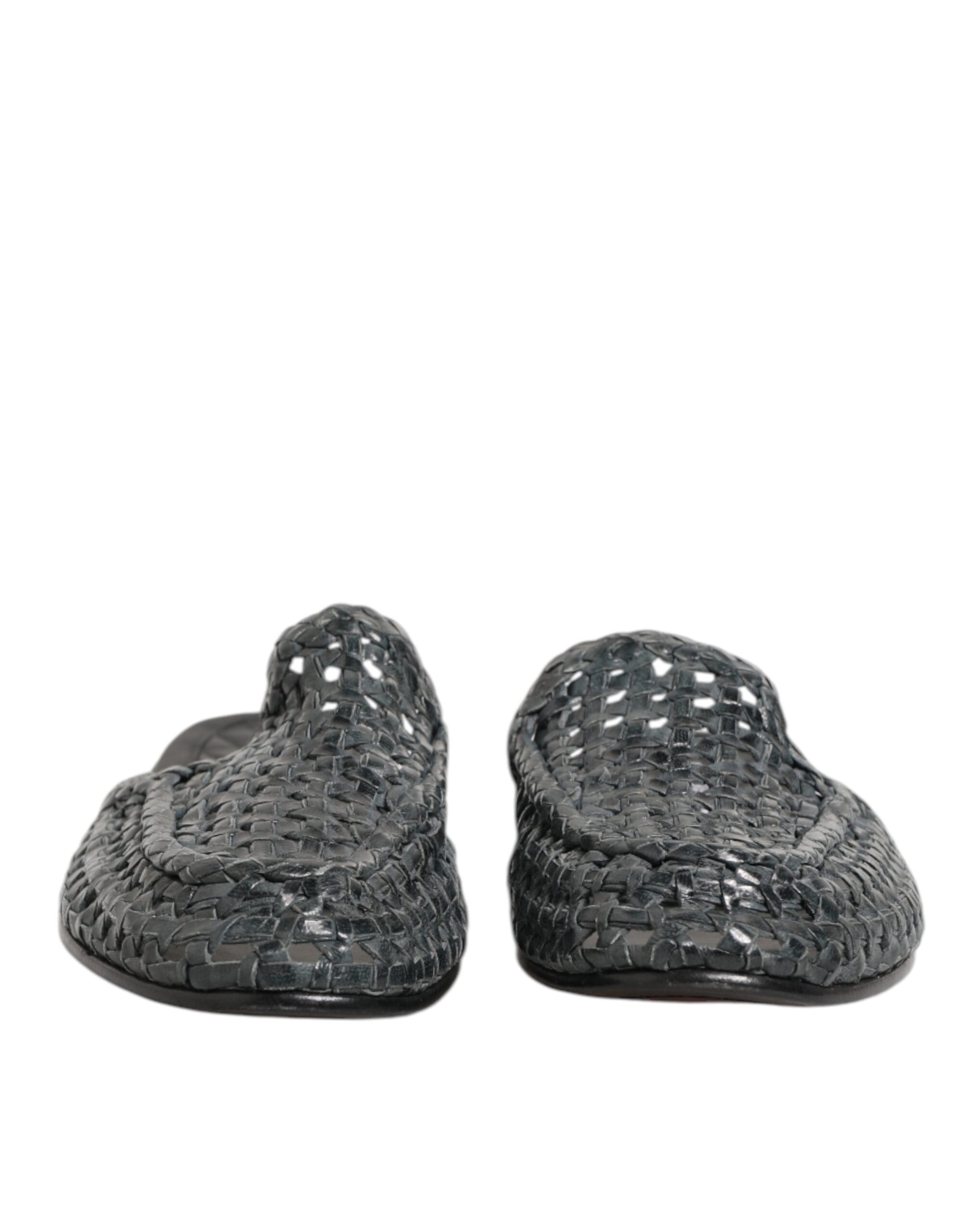 Dolce & Gabbana Blue Woven Slides MULES Men Sandals Shoes