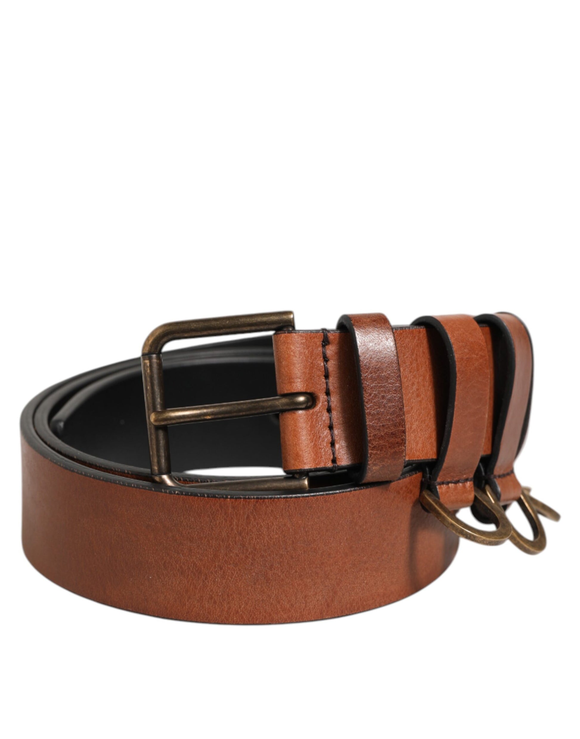 Ceinture pour homme Dolce & Gabbana marron avec boucle logo en métal doré classique