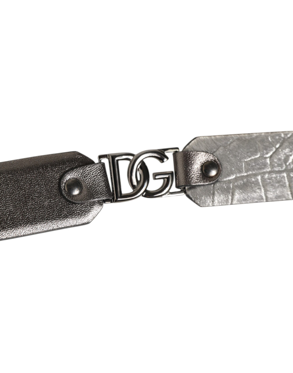 Ceinture homme Dolce & Gabbana en cuir texturé noir et argent avec boucle
