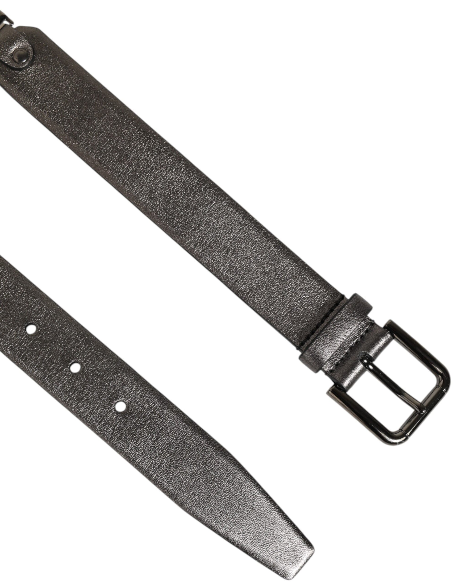 Ceinture homme Dolce & Gabbana en cuir texturé noir et argent avec boucle