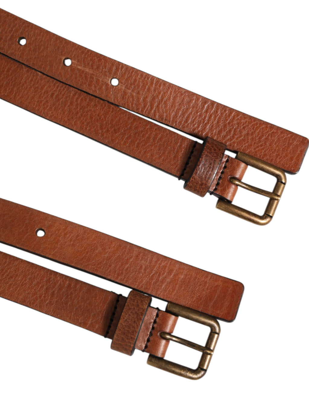 Ceinture Dolce & Gabbana en cuir marron à double bride et boucle dorée