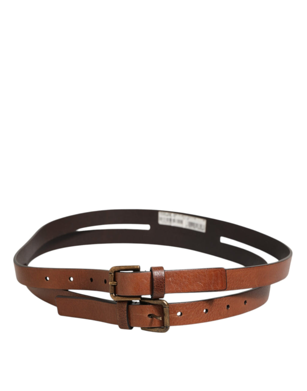 Ceinture Dolce & Gabbana en cuir marron à double bride et boucle dorée
