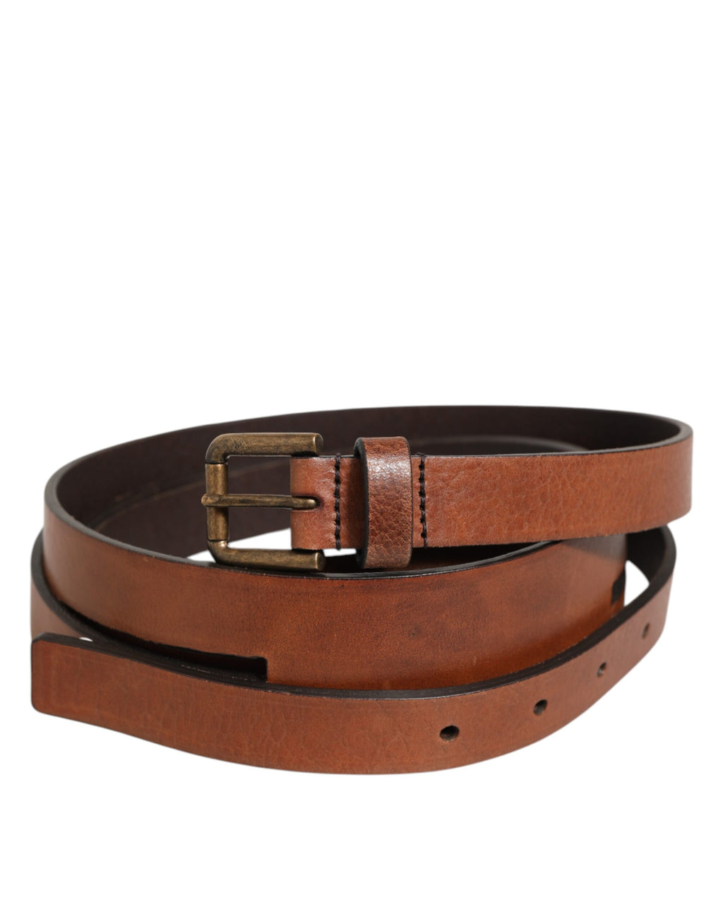 Ceinture Dolce & Gabbana en cuir marron à double bride et boucle dorée