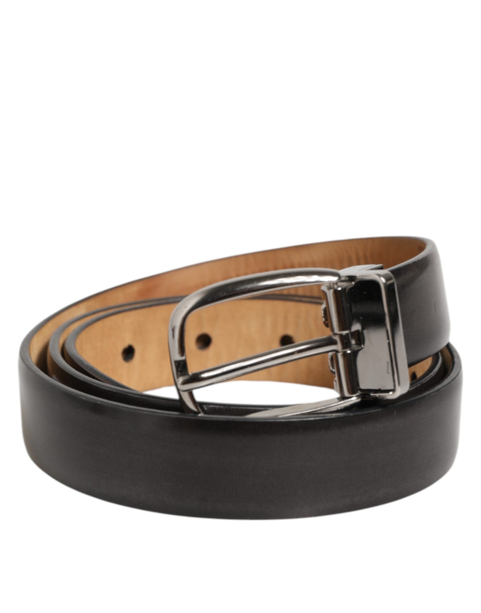 Ceinture en cuir noir classique avec boucle argentée Dolce & Gabbana
