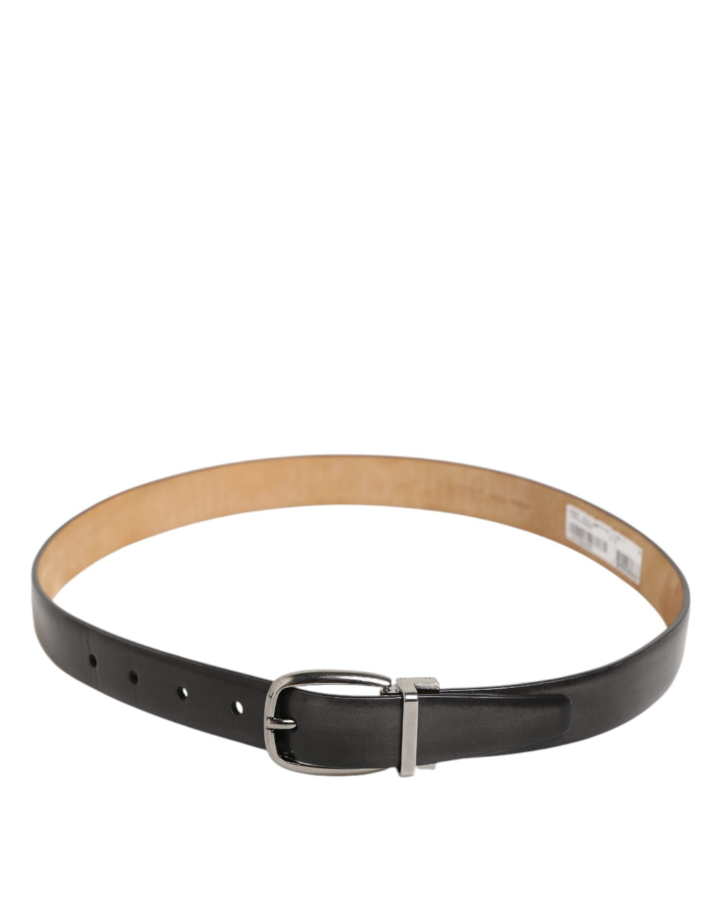 Ceinture en cuir noir classique avec boucle argentée Dolce & Gabbana
