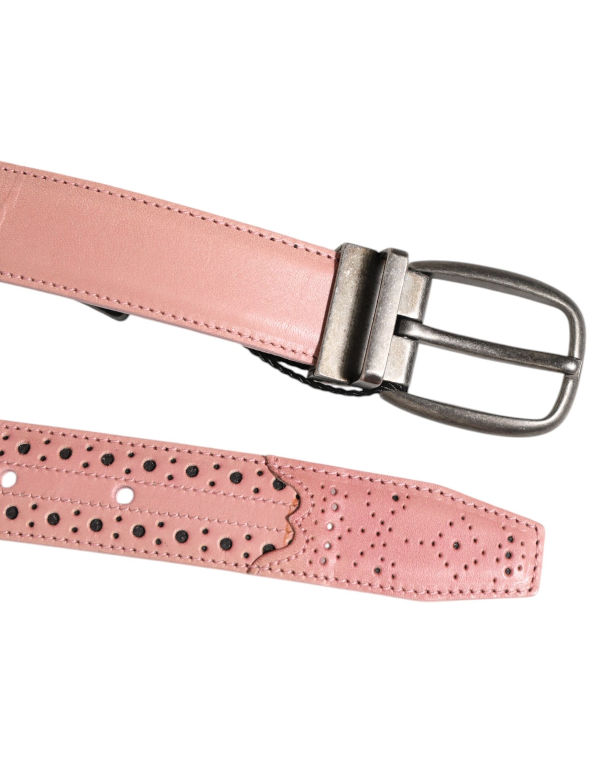 Ceinture Dolce & Gabbana en cuir rose perforé à boucle