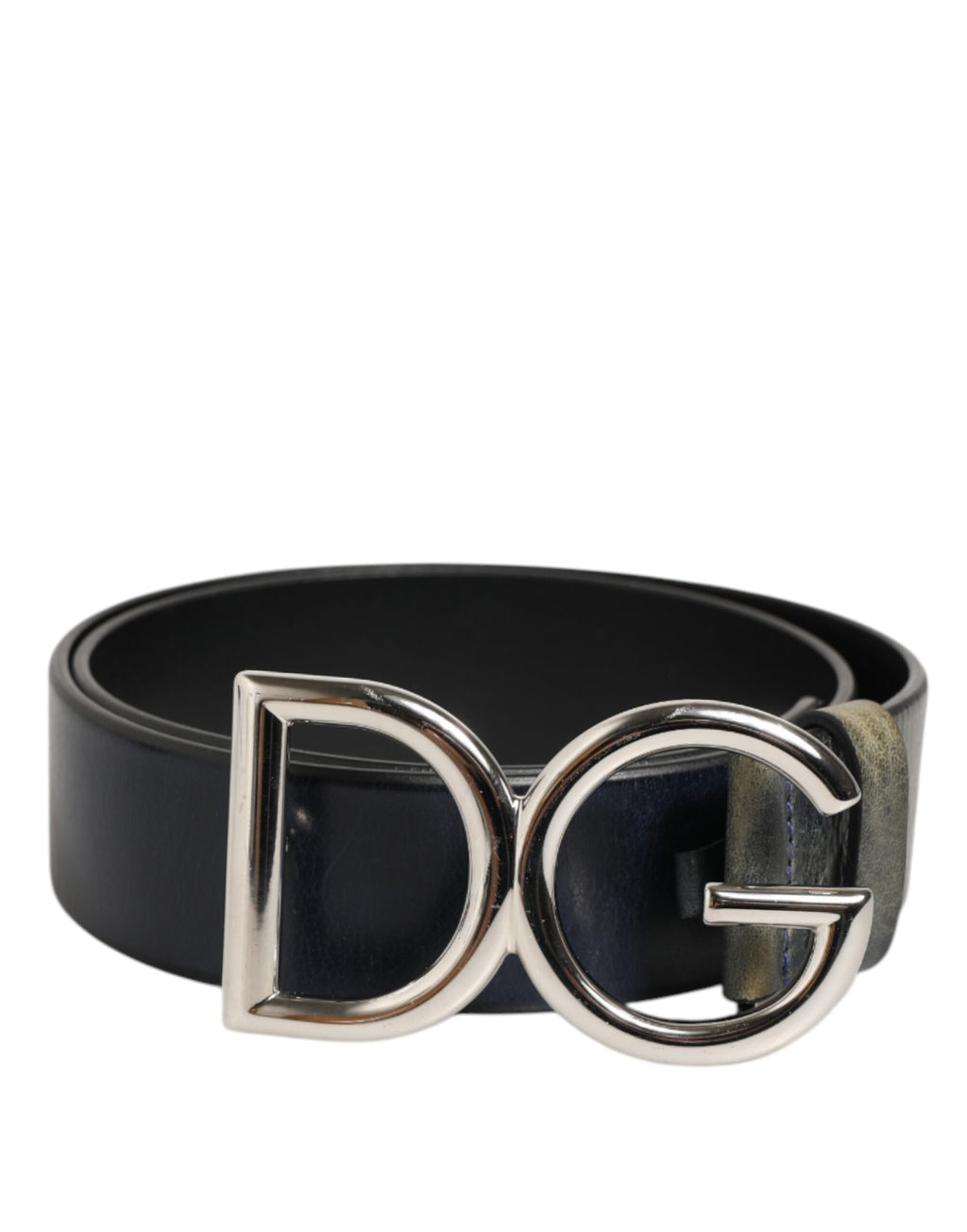 Dolce & Gabbana Black Classic Silver Metal DG Logo Buckle Belt