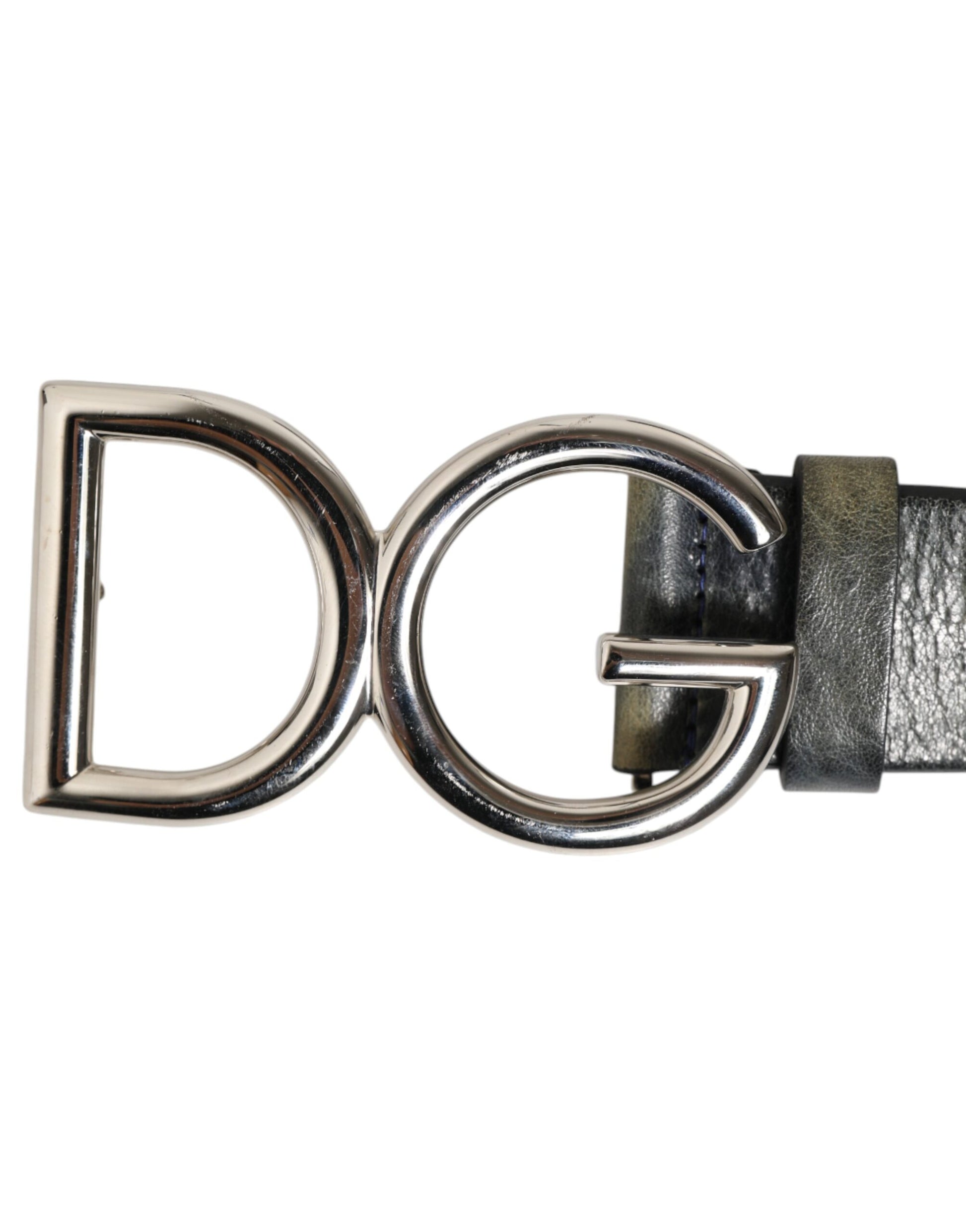 Dolce & Gabbana Black Classic Silver Metal DG Logo Buckle Belt
