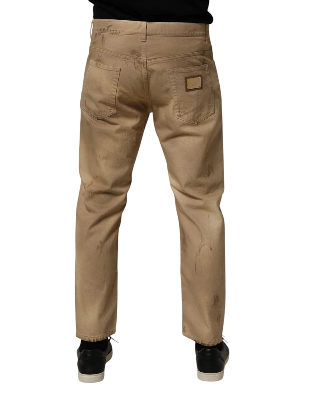 Dolce & Gabbana Beige Cotton Loose Tattered Men Denim Jeans