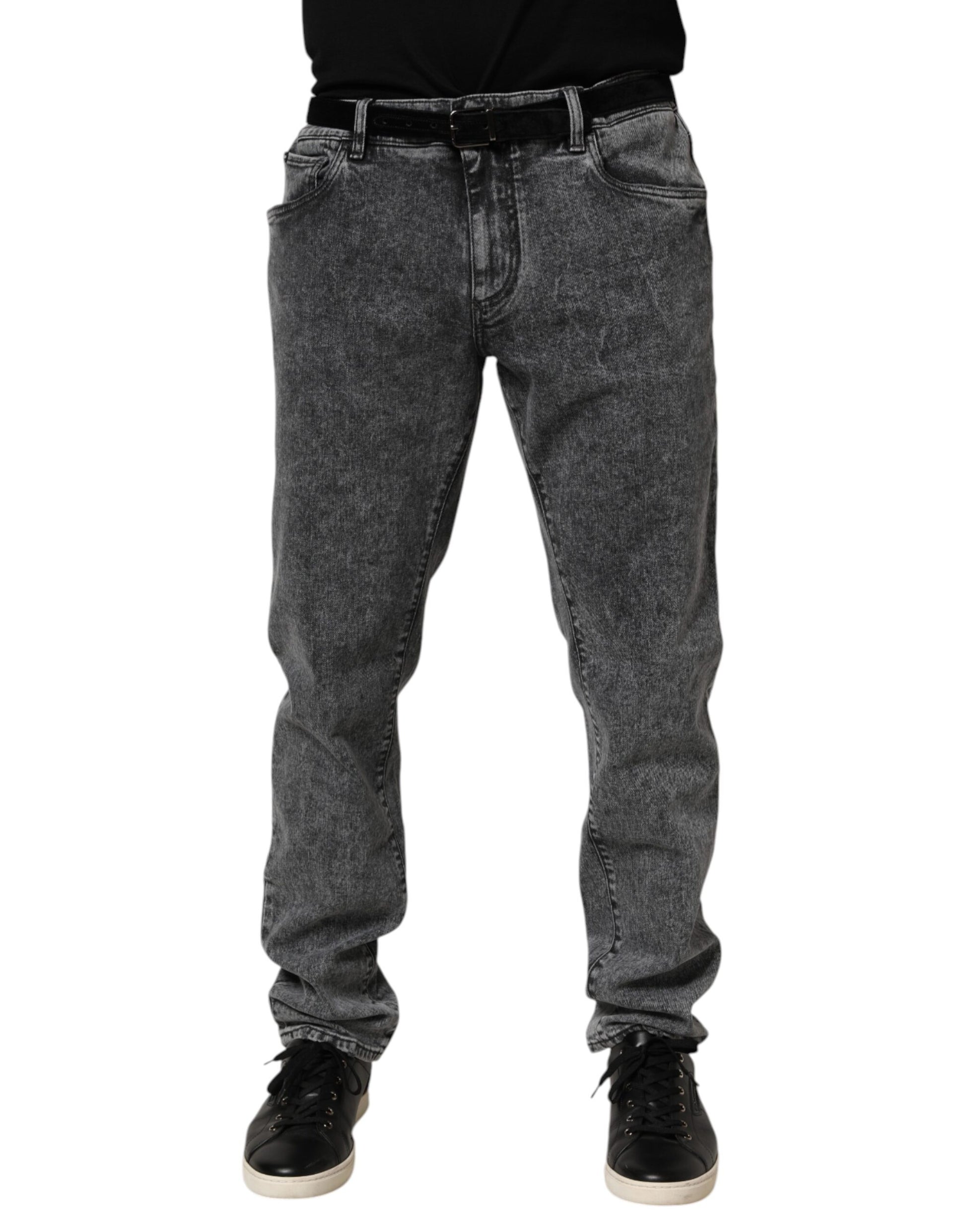 Dolce & Gabbana Gray Cotton Slim Fit Denim Trouser Jeans