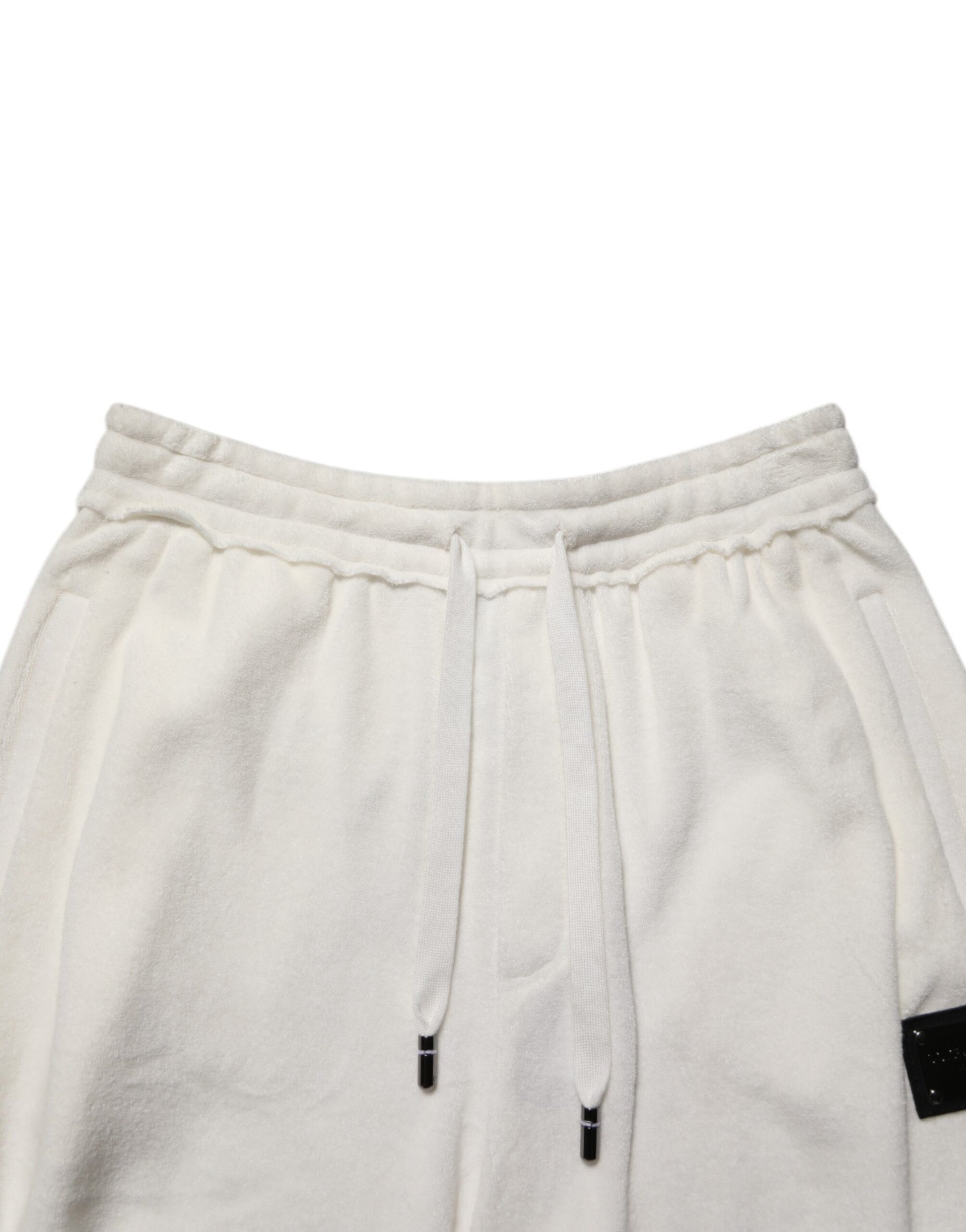 Shorts Bermuda Homme Dolce & Gabbana en Coton Blanc avec Plaque Logo