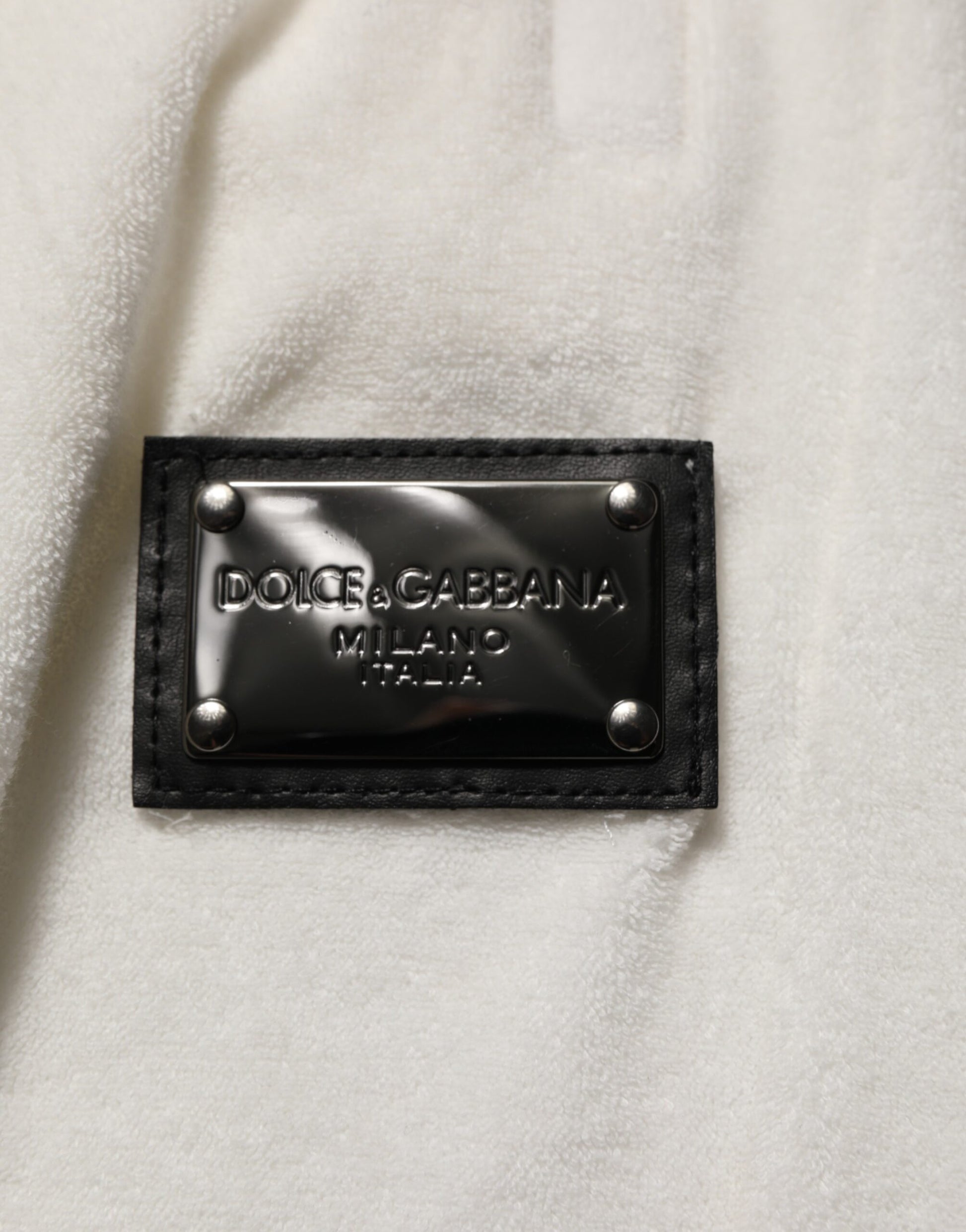 Shorts Bermuda Homme Dolce & Gabbana en Coton Blanc avec Plaque Logo