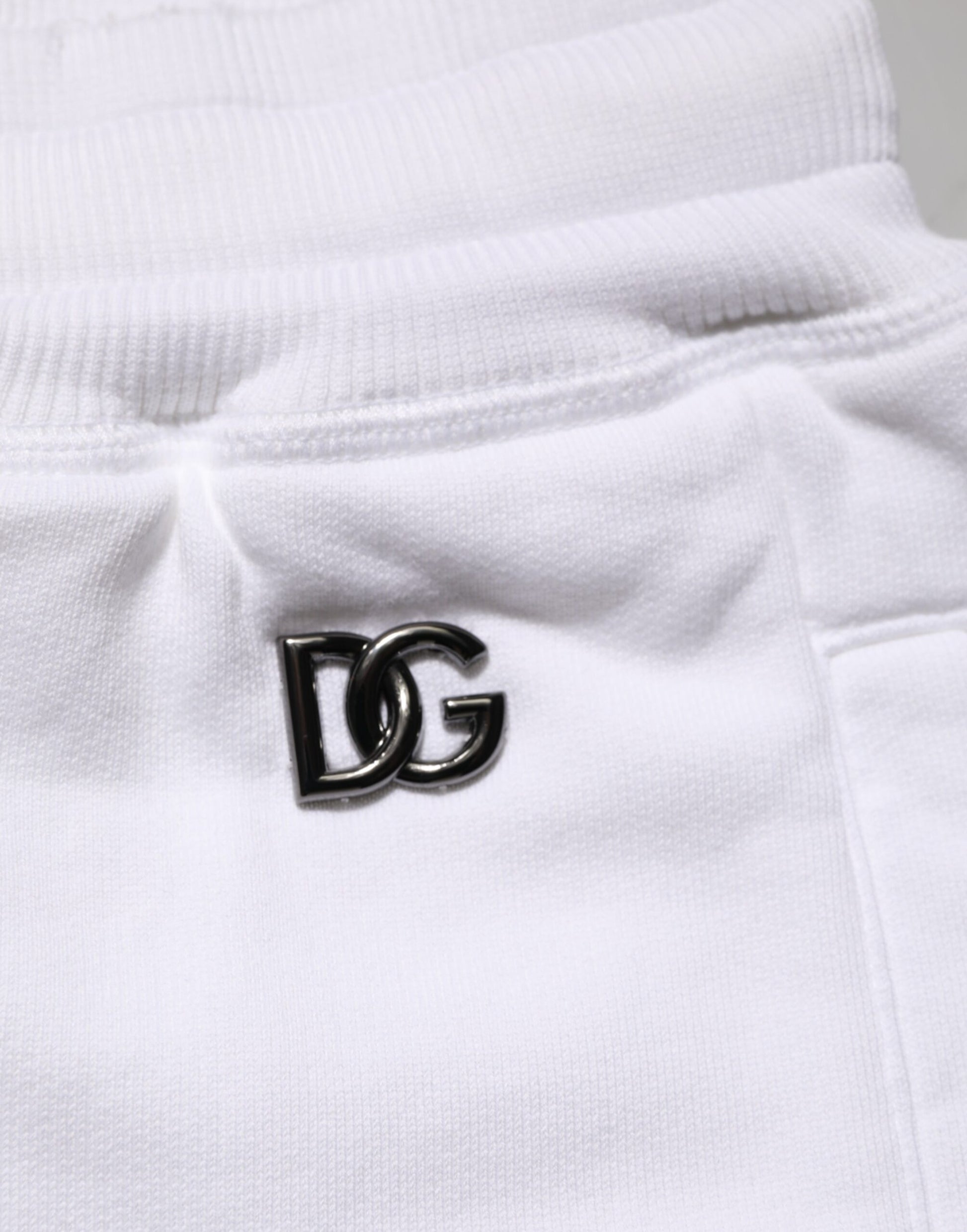 Shorts de survêtement bermuda déchirés en coton blanc Dolce & Gabbana