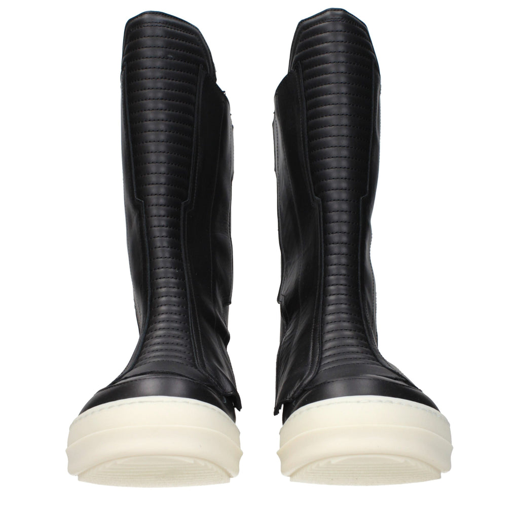 Rick Owens Black Leather Ankle Boots