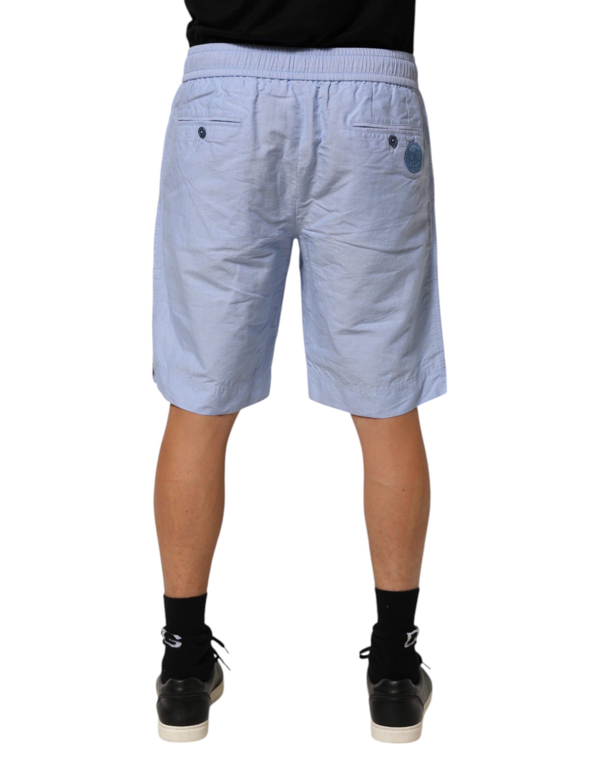 Short Bermuda Dolce & Gabbana Light Blue en Lin Taille Mi-Haute pour Homme