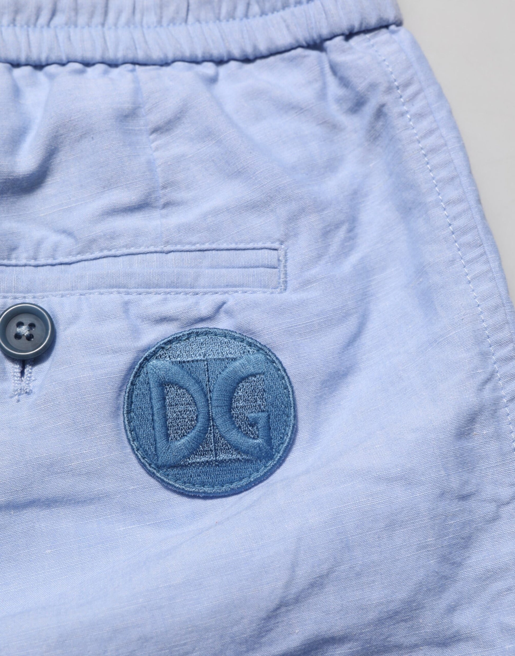 Short Bermuda Dolce & Gabbana Light Blue en Lin Taille Mi-Haute pour Homme