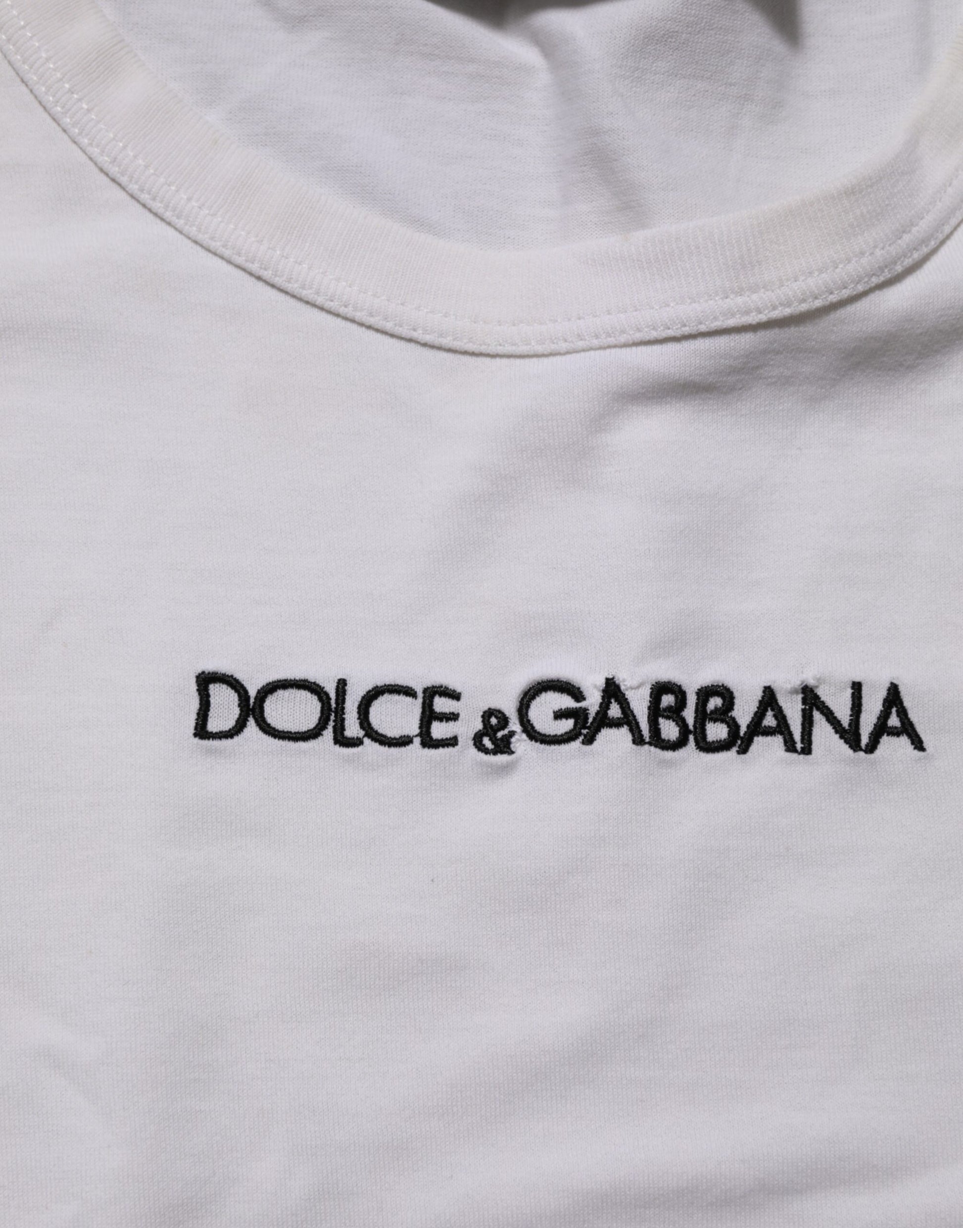 T-shirt homme col rond en coton blanc à imprimé logo Dolce & Gabbana
