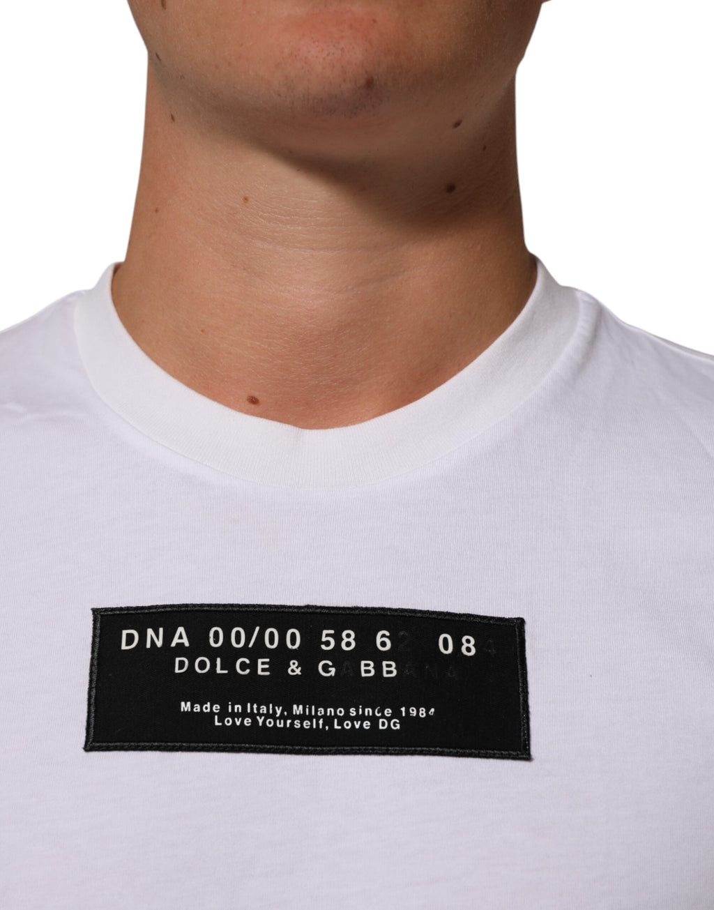 T-shirt Dolce & Gabbana en coton blanc à col rond avec logo imprimé pour homme