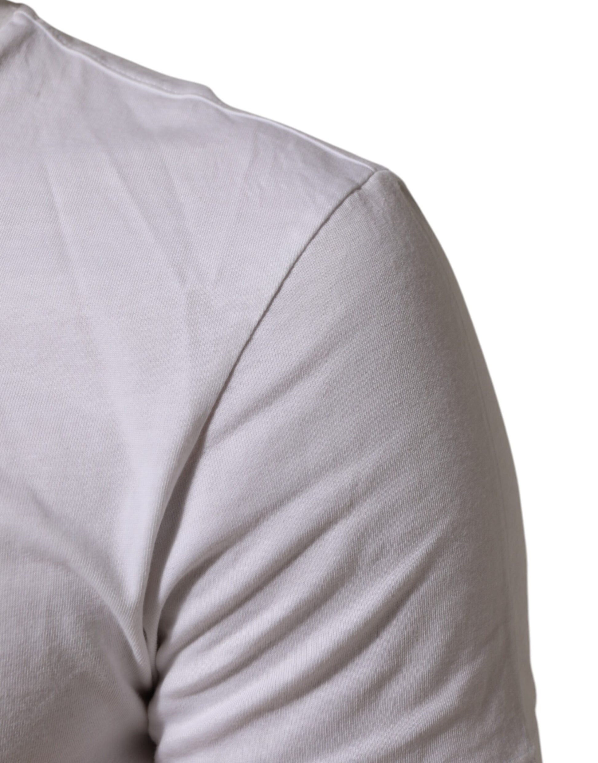 T-shirt Dolce & Gabbana en coton blanc à col rond avec logo imprimé pour homme