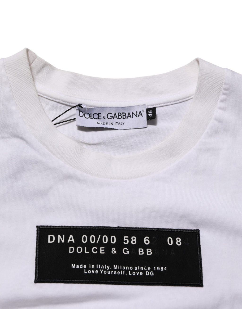 T-shirt Dolce & Gabbana en coton blanc à col rond avec logo imprimé pour homme