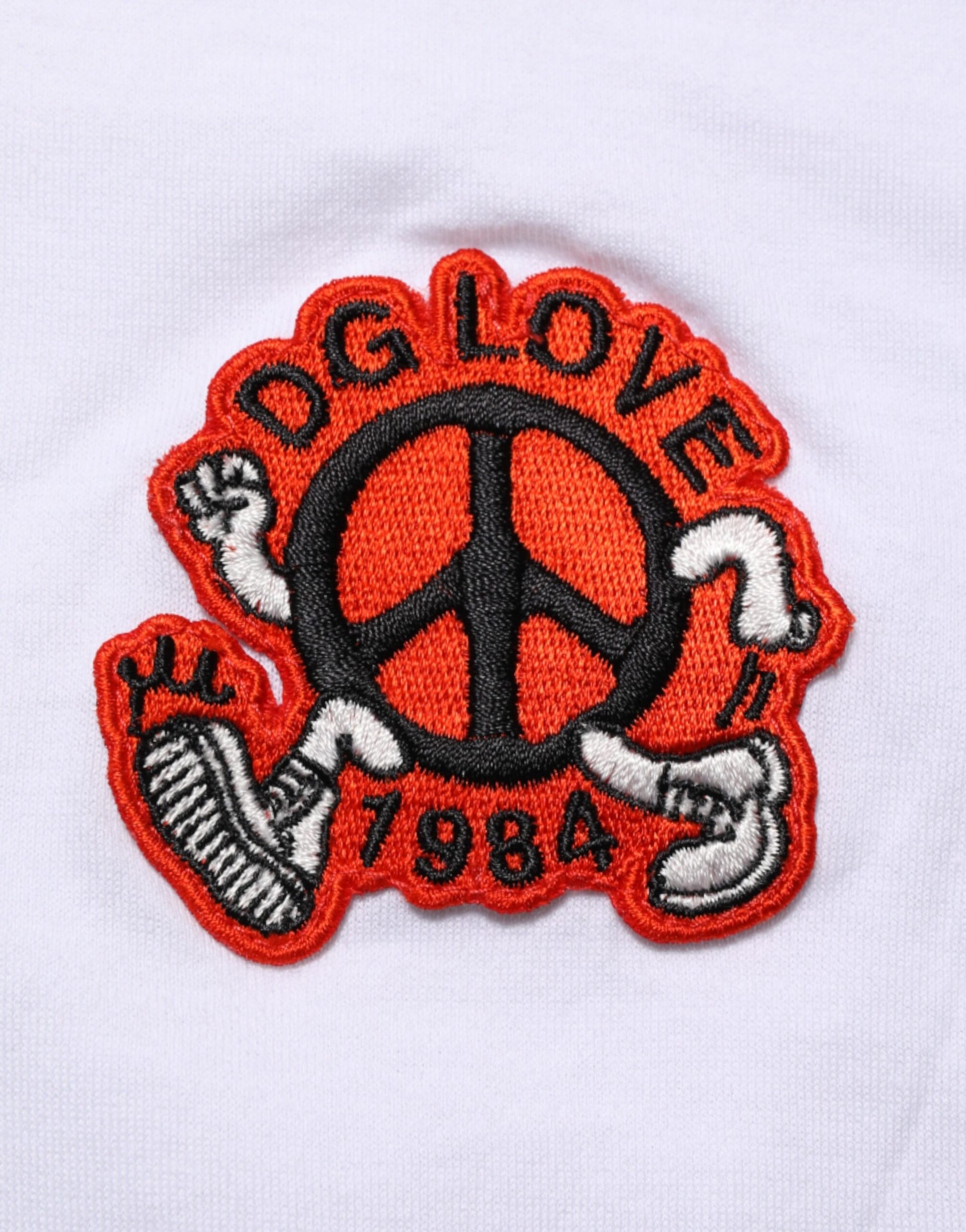 Dolce & Gabbana White Cotton DG Love Patch Crew Neck T-shirt