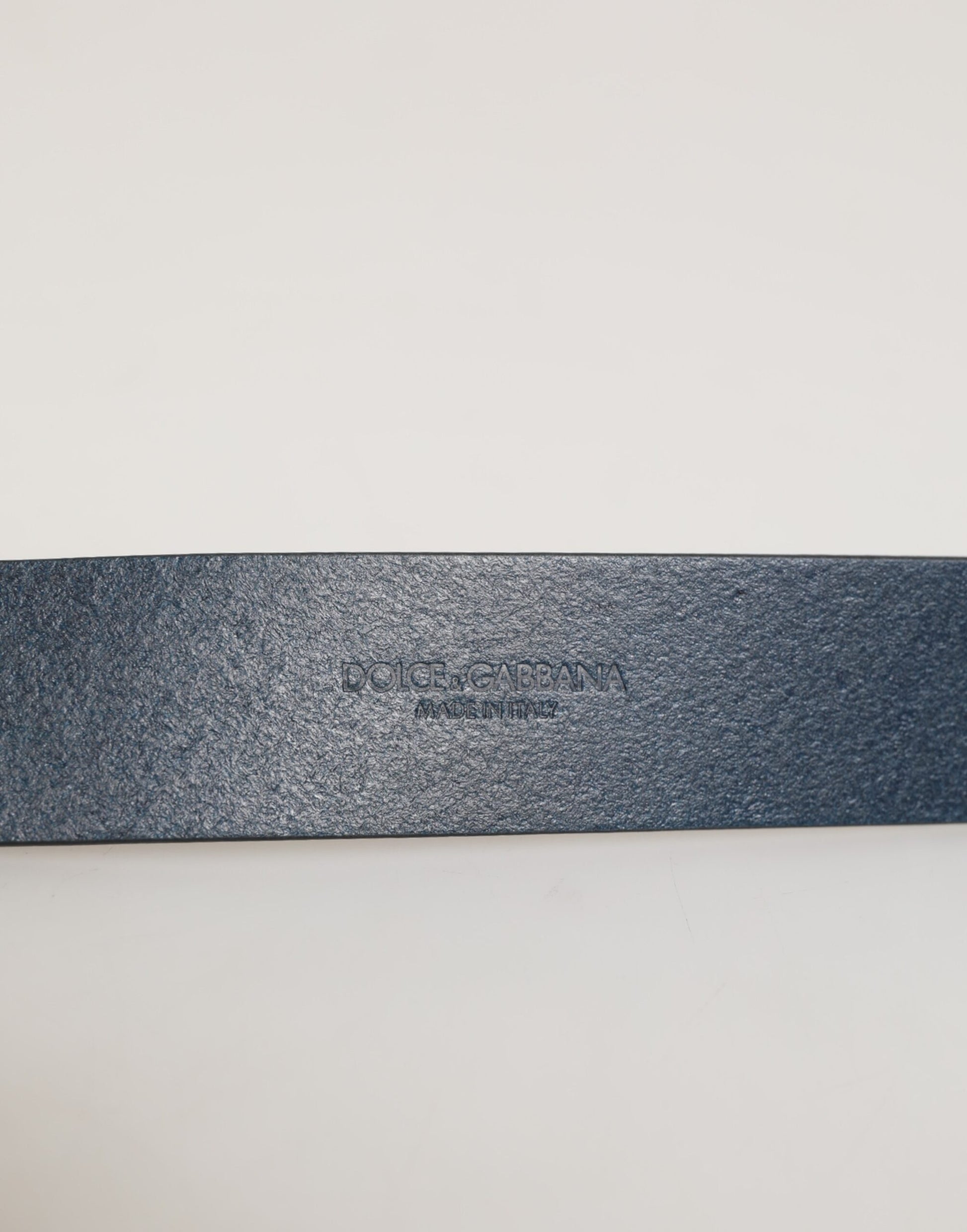 Dolce & Gabbana Blue Leather Classic Metal Logo Buckle Belt