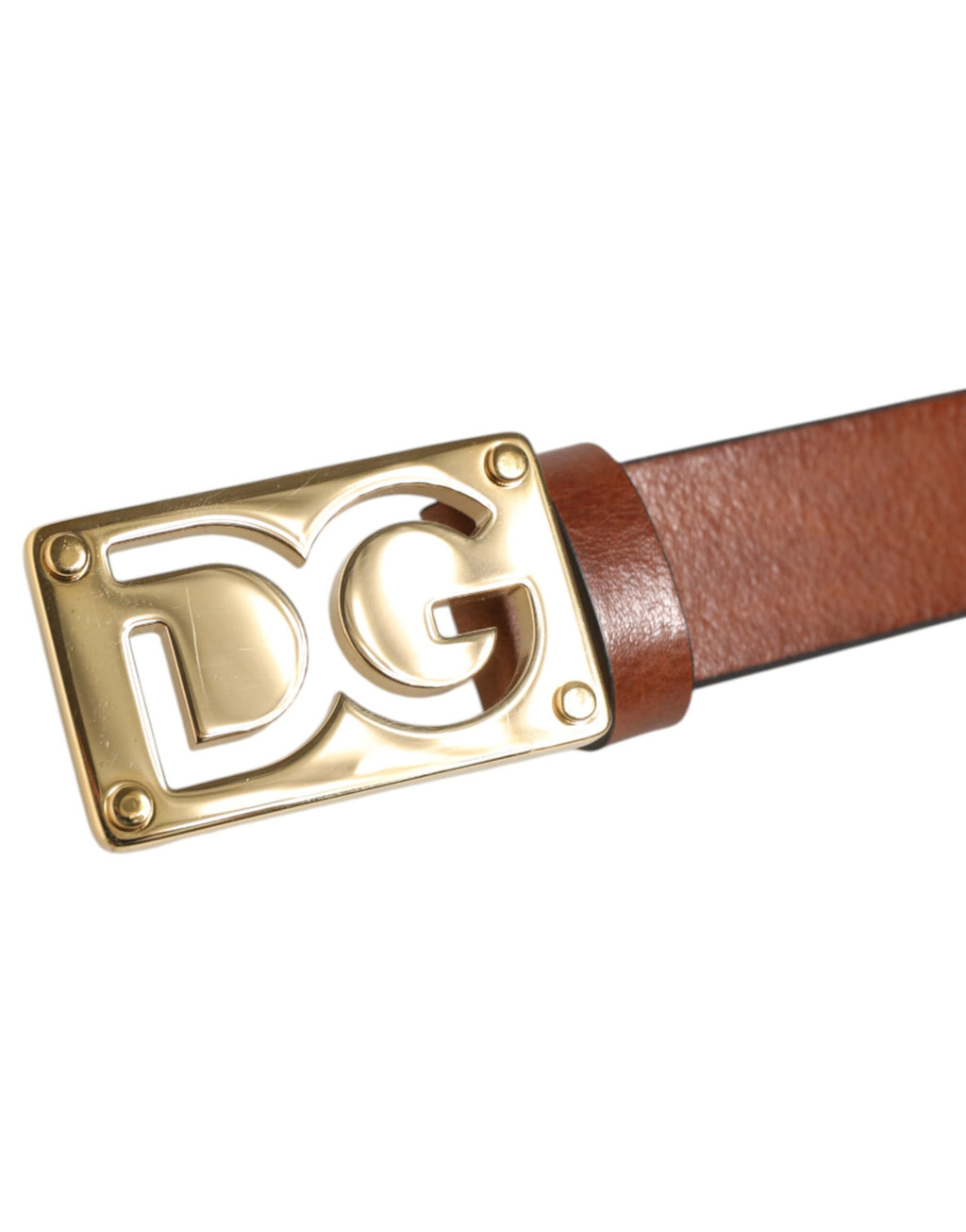 Dolce & Gabbana Brown Leather Classic Metal Logo Buckle Belt