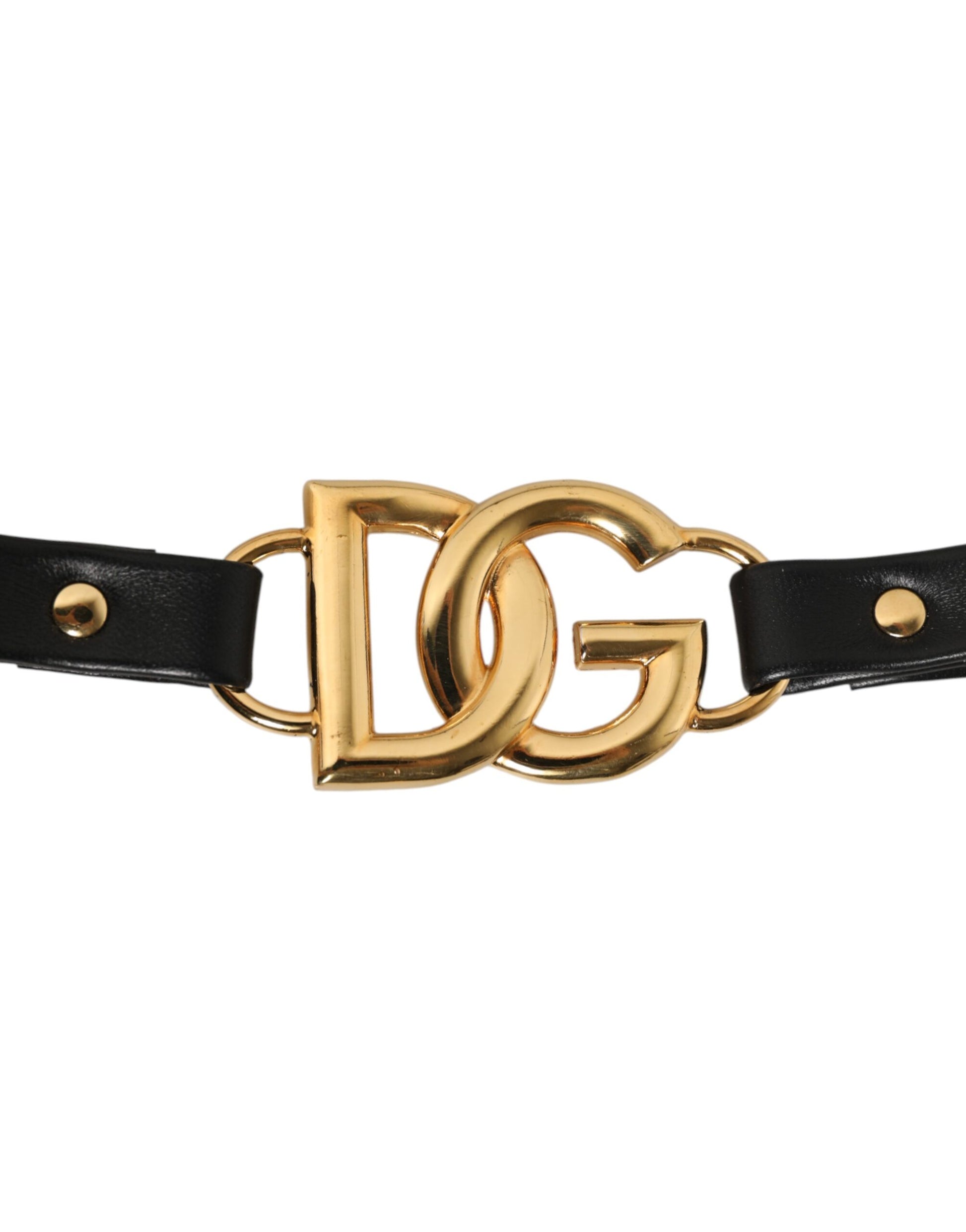 Bandoulière pour sac Dolce & Gabbana en cuir noir avec chaîne dorée
