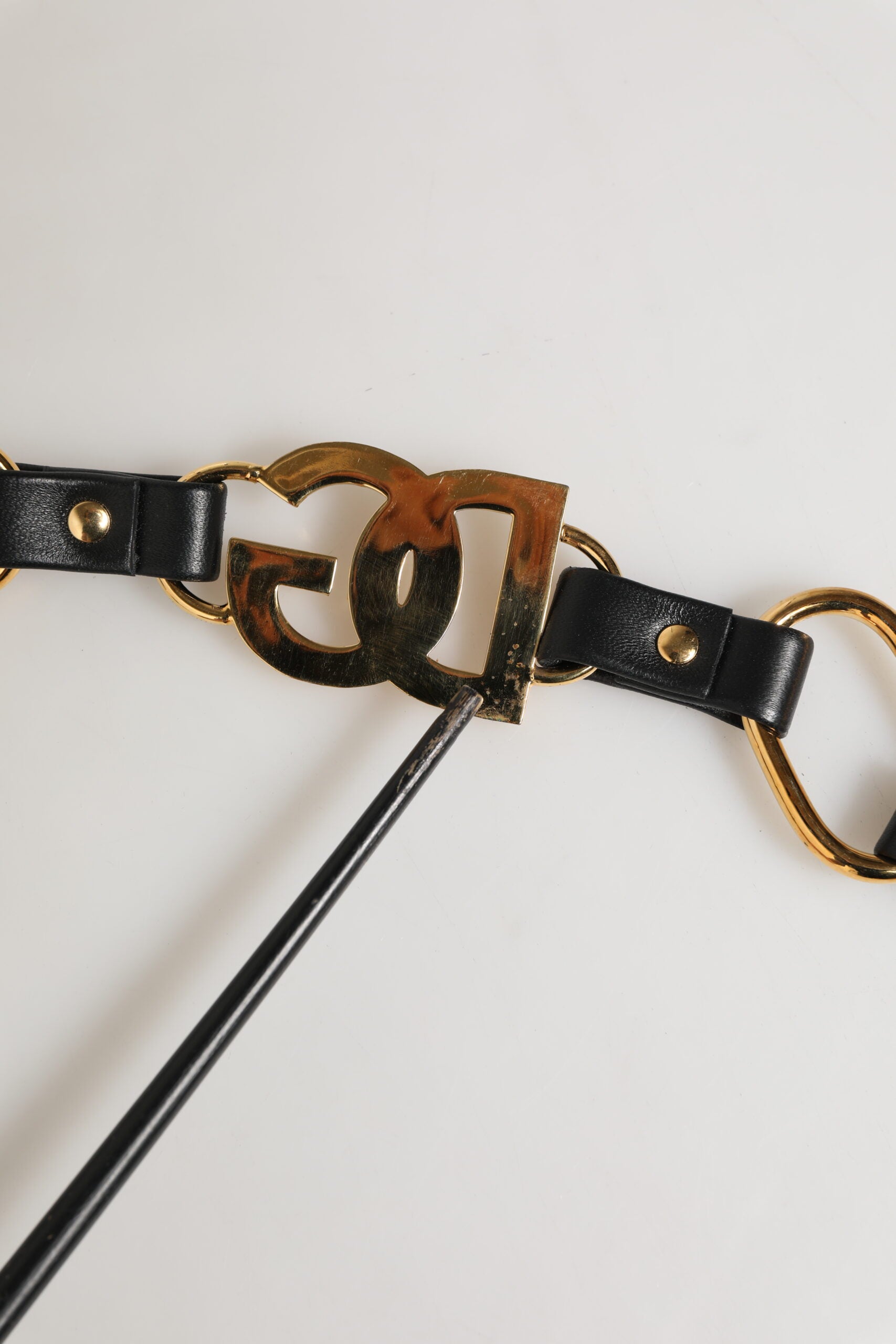 Bandoulière pour sac Dolce & Gabbana en cuir noir avec chaîne dorée