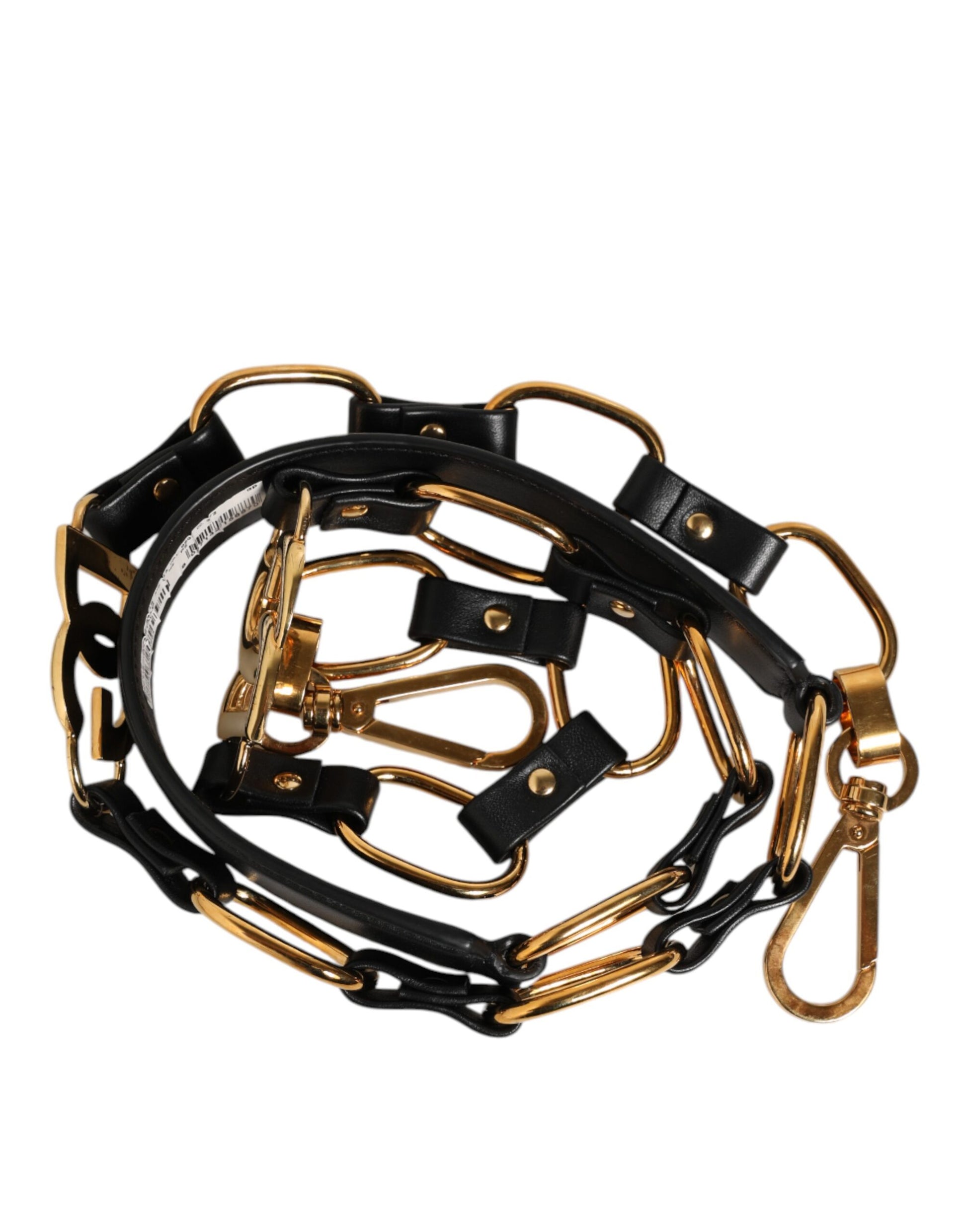 Bandoulière pour sac Dolce & Gabbana en cuir noir avec chaîne dorée