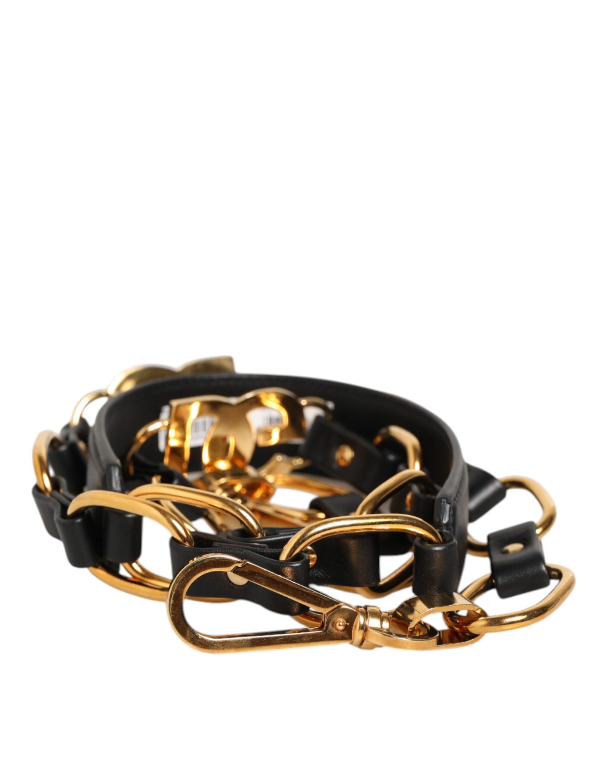 Bandoulière pour sac Dolce & Gabbana en cuir noir avec chaîne dorée