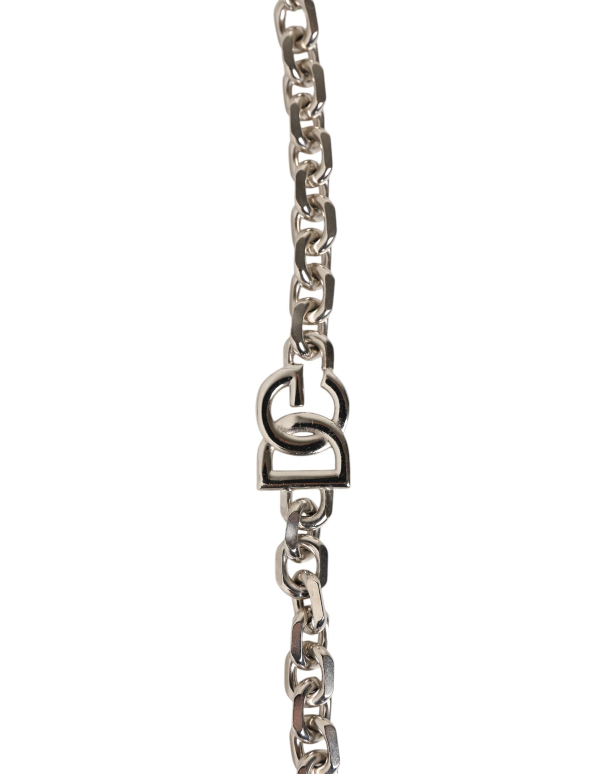 Bandoulière d'épaule en cuir noir et chaîne perlée Dolce & Gabbana