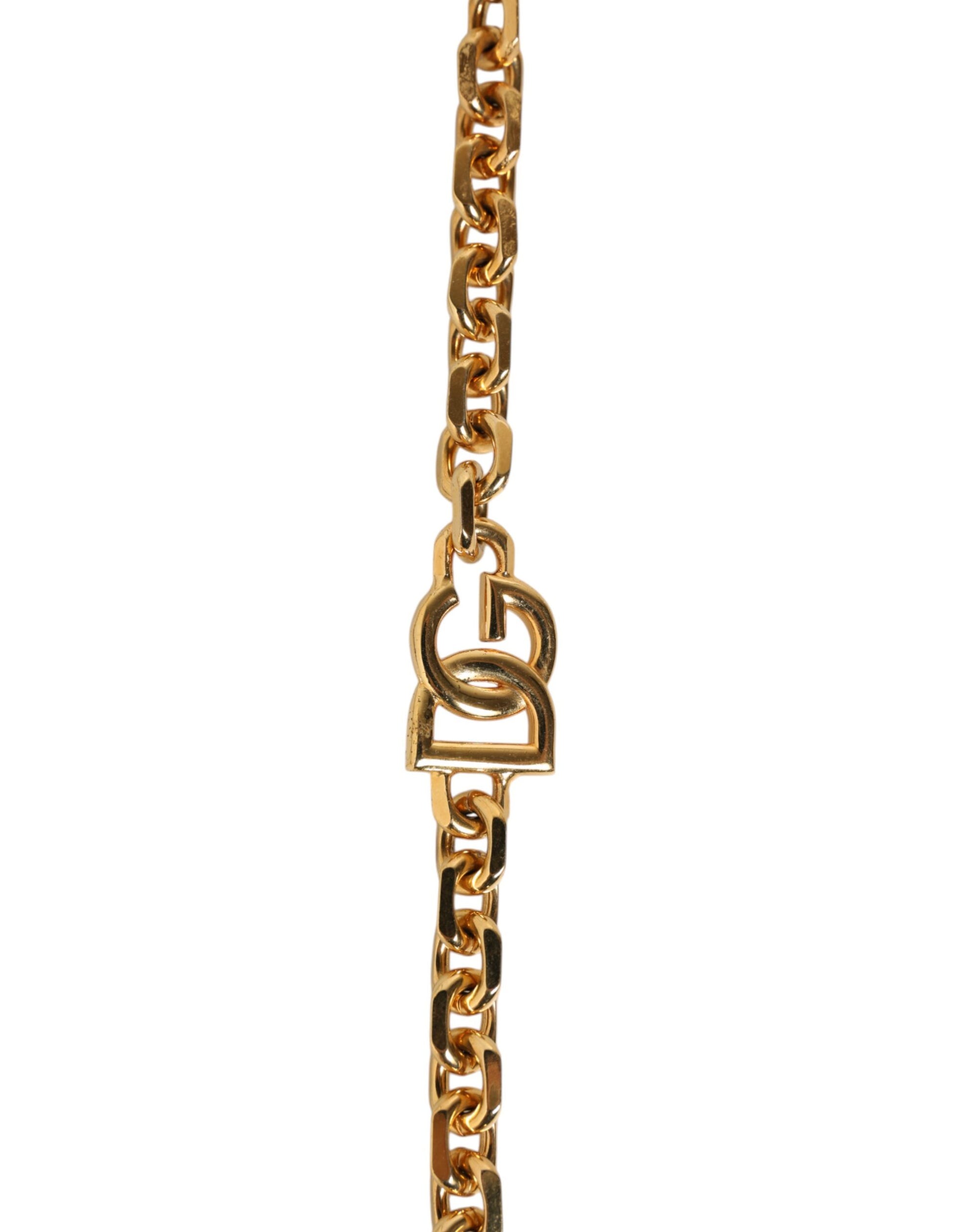 Bandoulière pour sac Dolce & Gabbana en cuir noir avec chaîne dorée