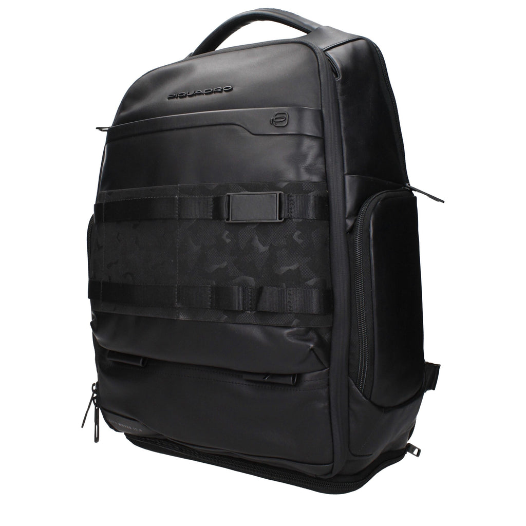 Piquadro Black Leather Backpack