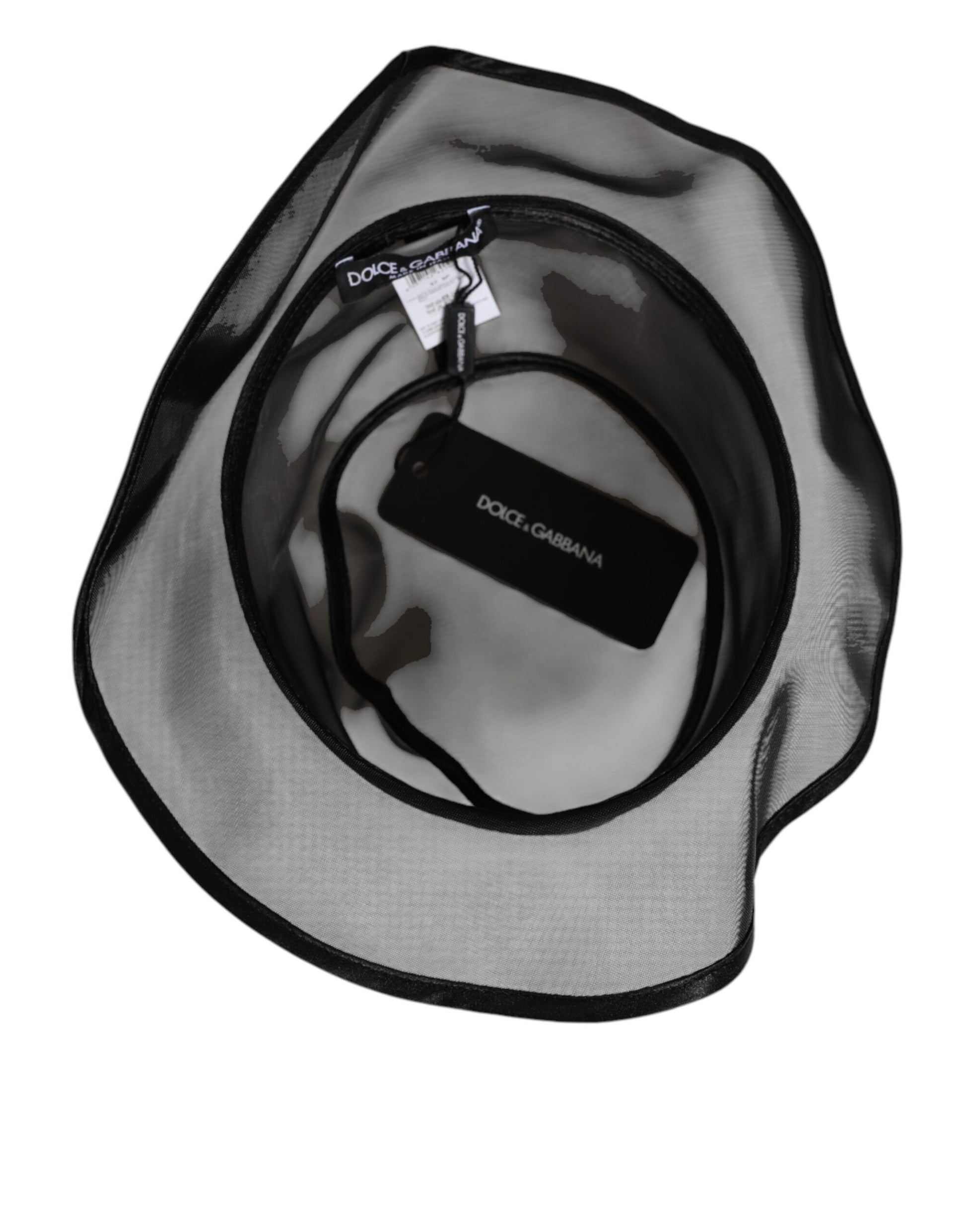 Chapeau Bob Homme Dolce & Gabbana en Soie Noire et Maille Filet
