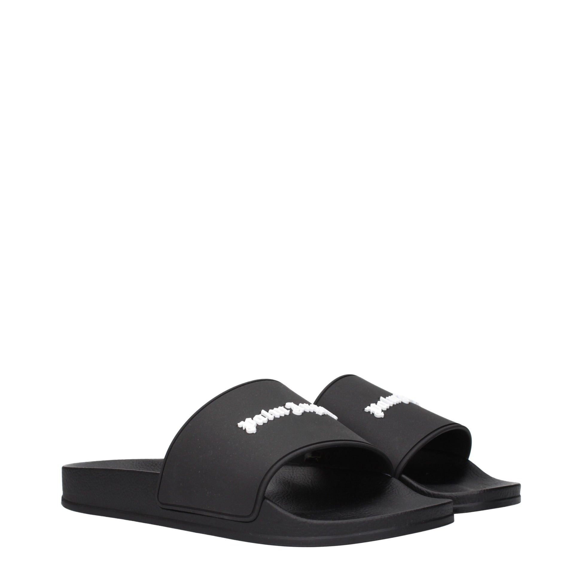Palm Angels Black Cotton Slippers