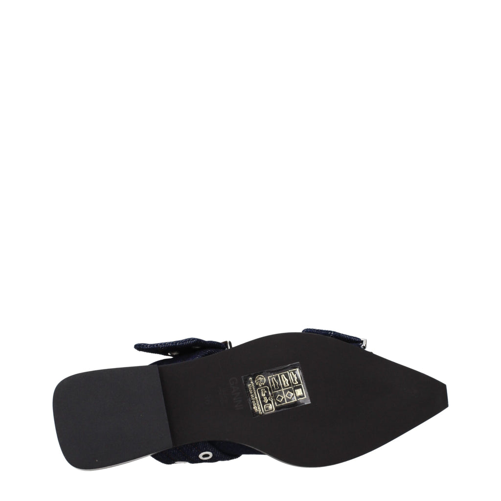 Ganni Blue Fabric Flat Sandals