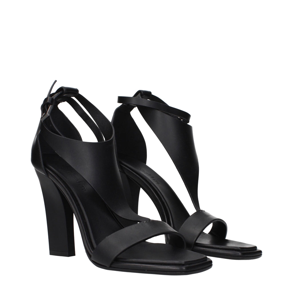 Max Mara Black Leather Stiletto Heel Sandals