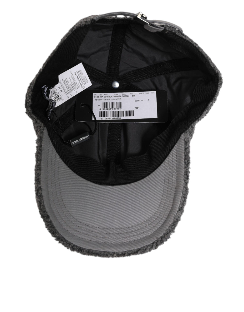 Dolce & Gabbana Gray Wool Fleece Rapper Men Baseball Capello Hat