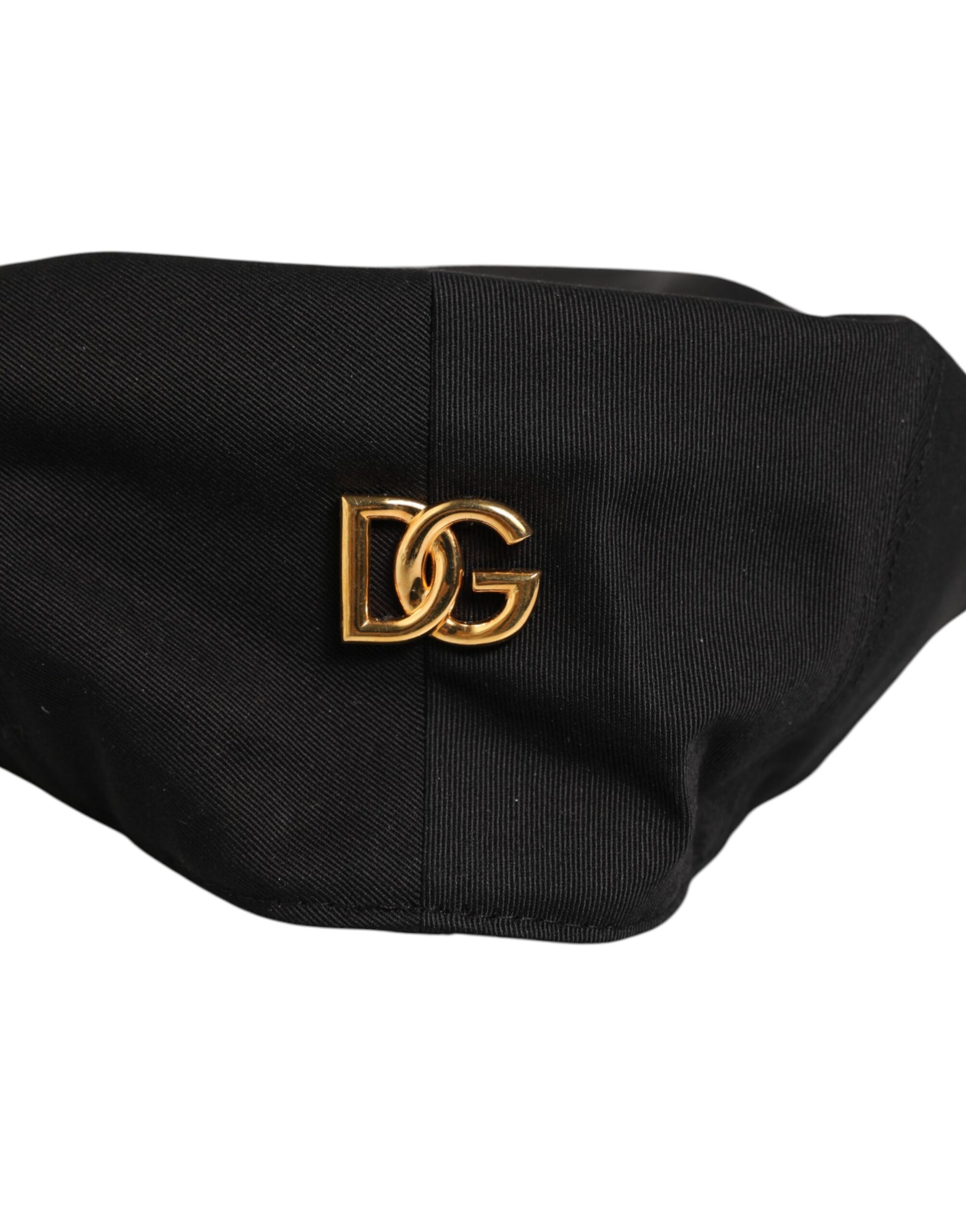 Dolce & Gabbana Black Cotton Dg Logo Newsboy Cloth Capello Hat