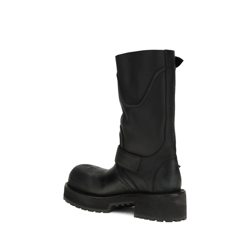 Balenciaga Black Calf Leather Bos Taurus Lace-Up Boots