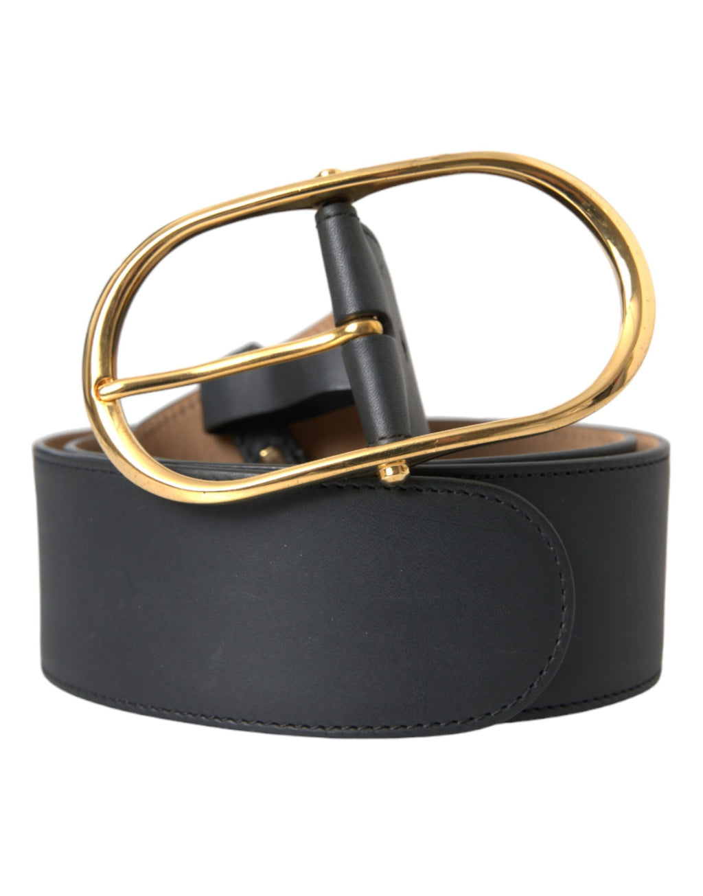 Ceinture Dolce & Gabbana en cuir noir avec boucle ovale classique en métal