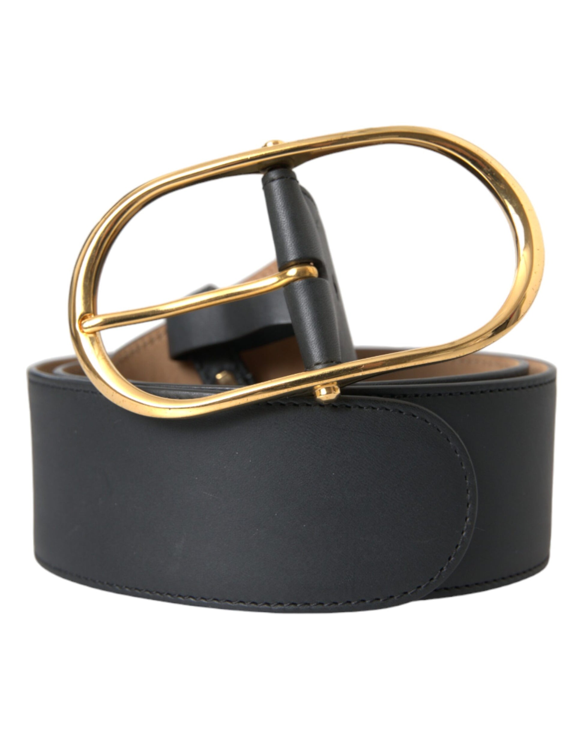 Ceinture Dolce & Gabbana en cuir noir avec boucle ovale classique en métal