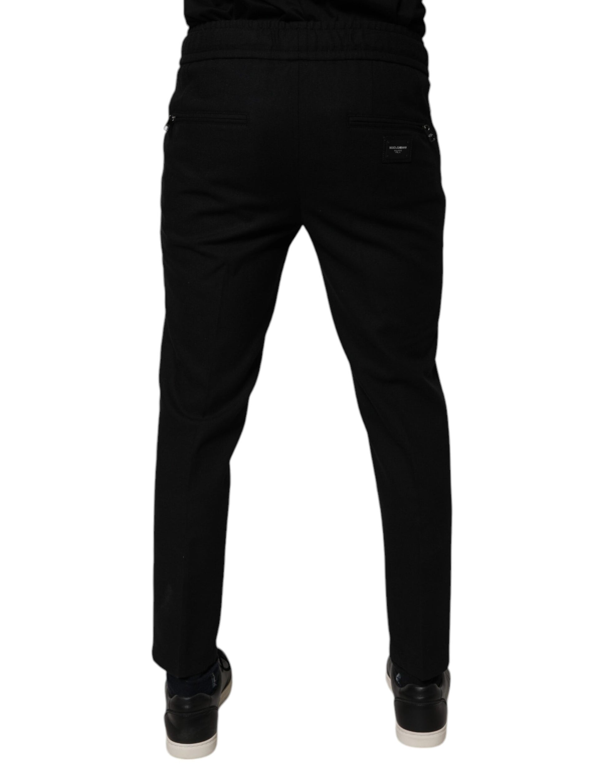 Dolce & Gabbana Black Wool Skinny Jogger Men Trouser Pants