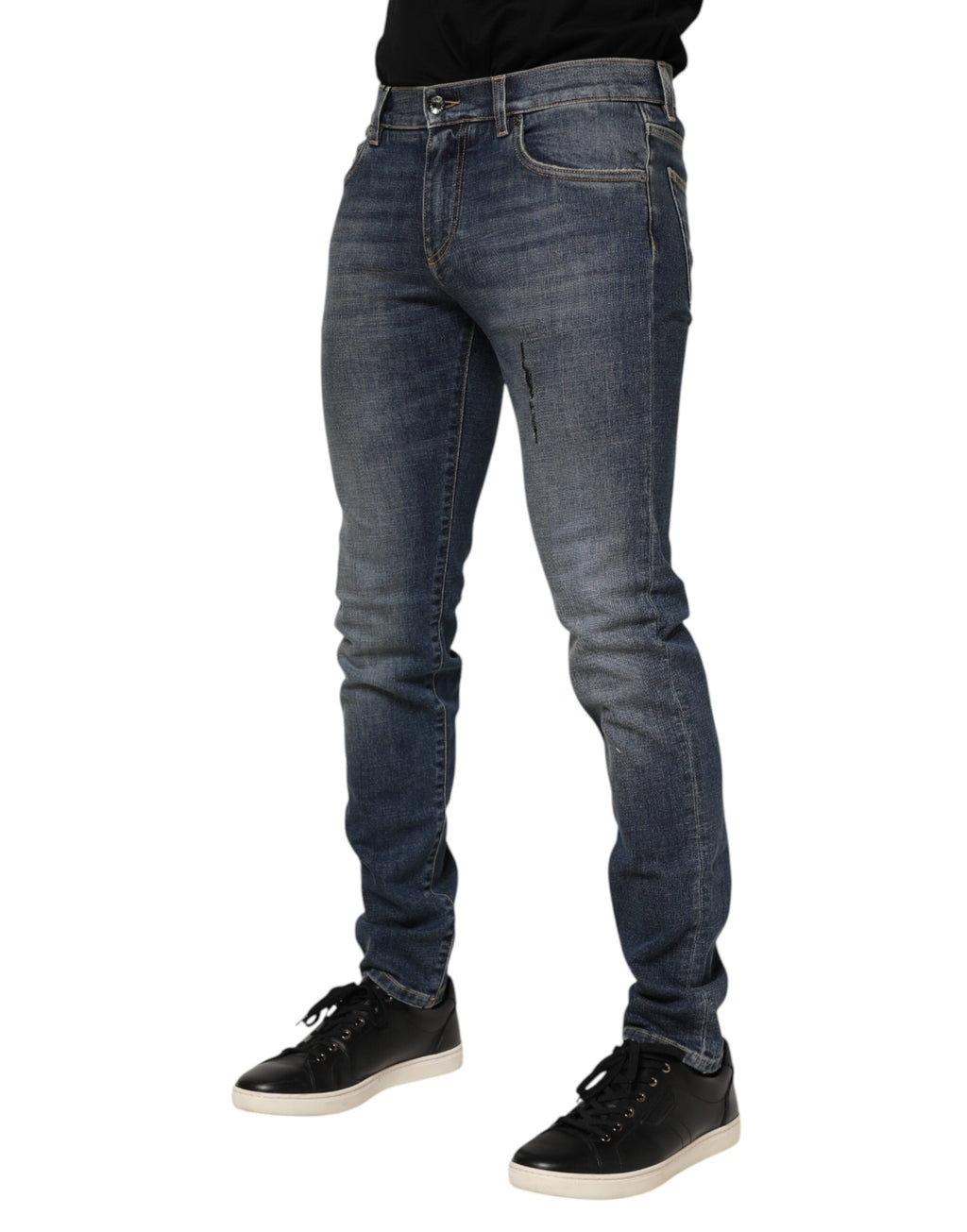 Dolce & Gabbana Jean Homme Skinny en Coton Délavé Bleu