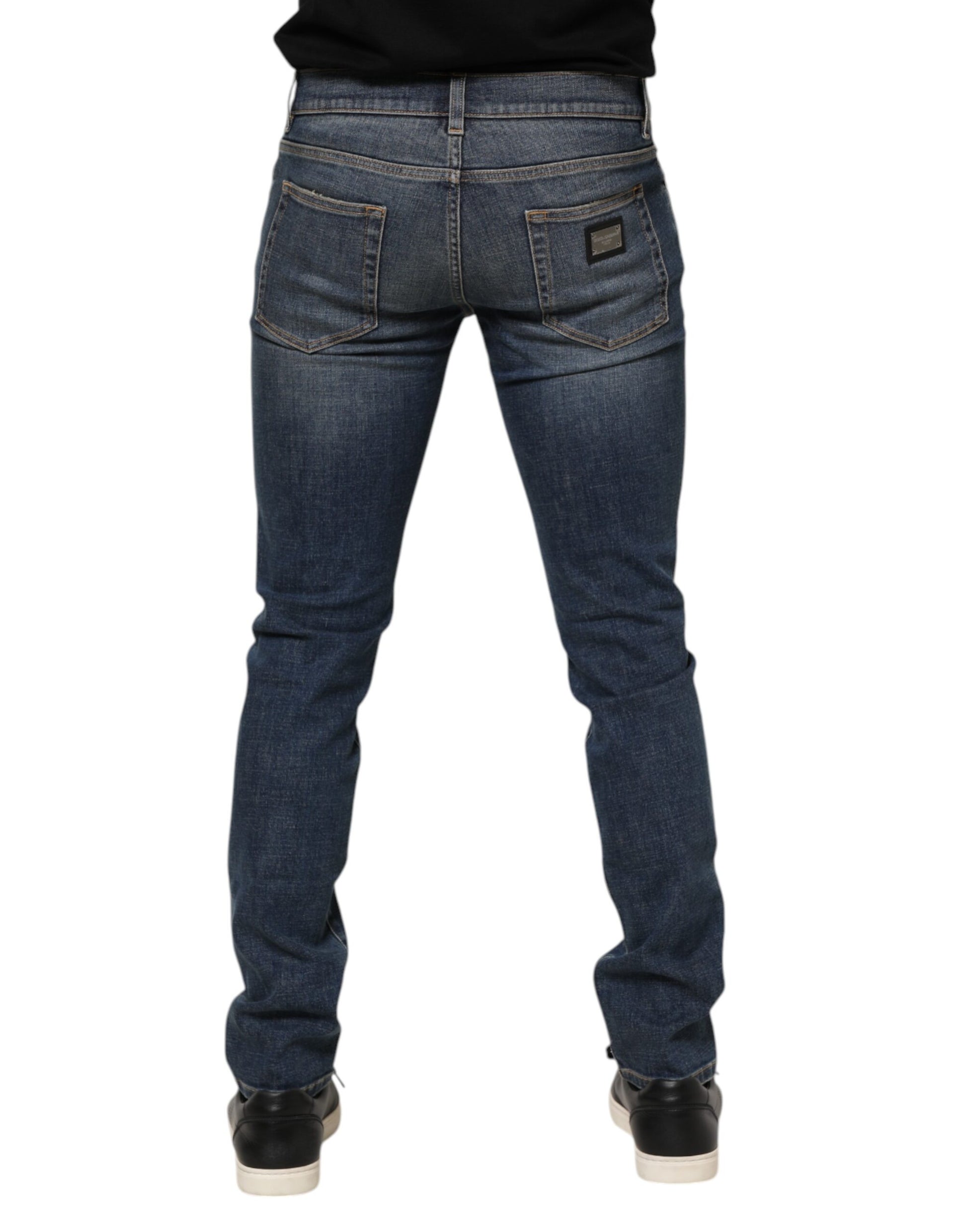 Dolce & Gabbana Jean Homme Skinny en Coton Délavé Bleu